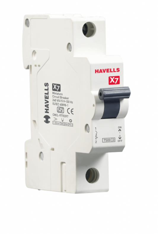 Havells X7 DHMYCSPM010 MCB (Miniature Circuit Breaker) 10A (White)