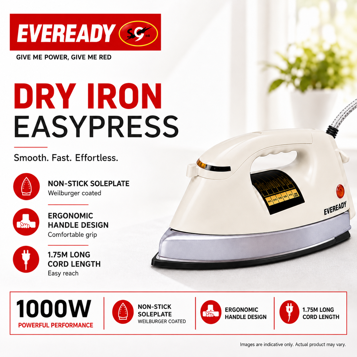 Eveready Easypress Dry Iron 1000W