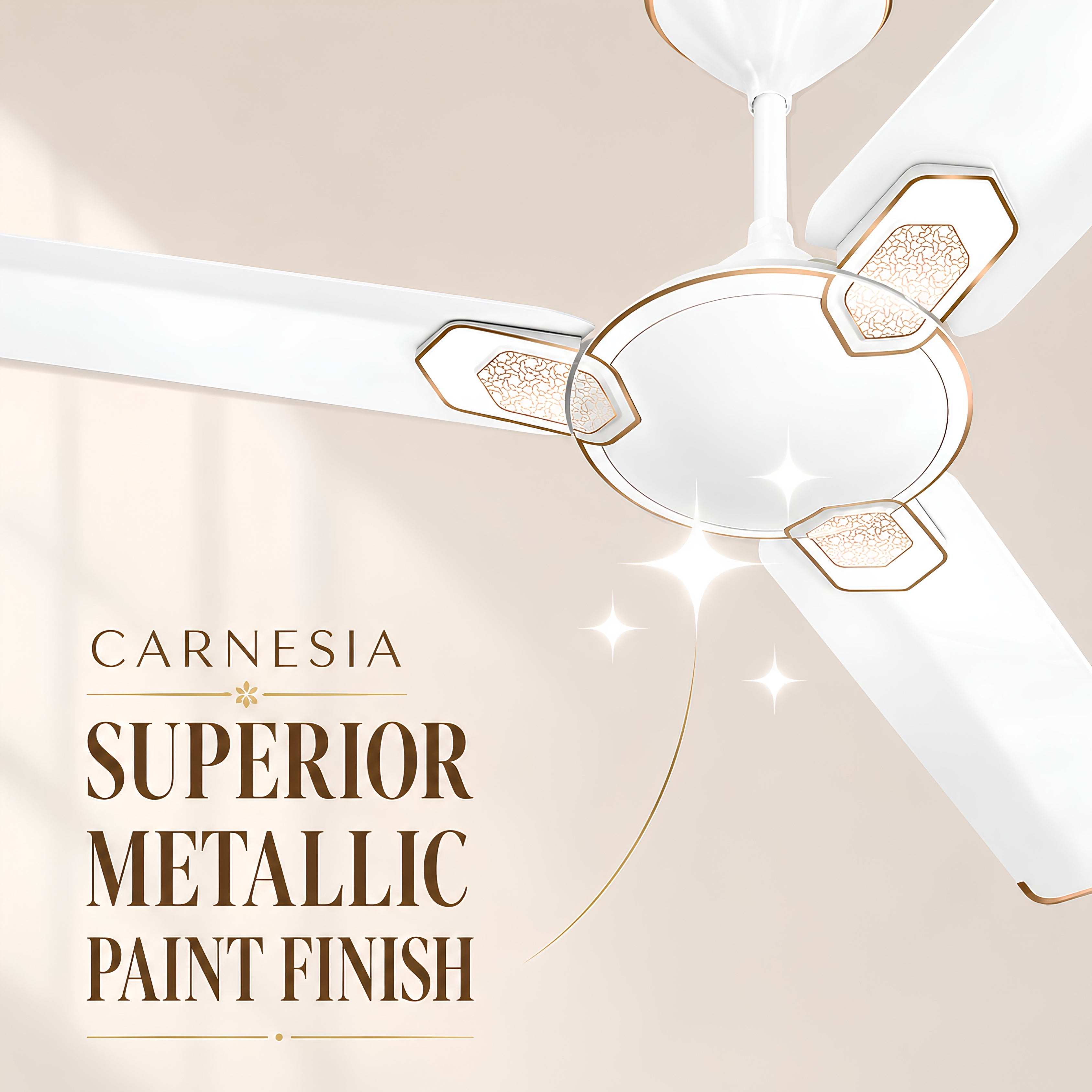 Havells Carnesia 1200mm Ceiling Fan (White & LT Copper) | 100% Copper Motor | High Air Delivery | 2 Year Warranty
