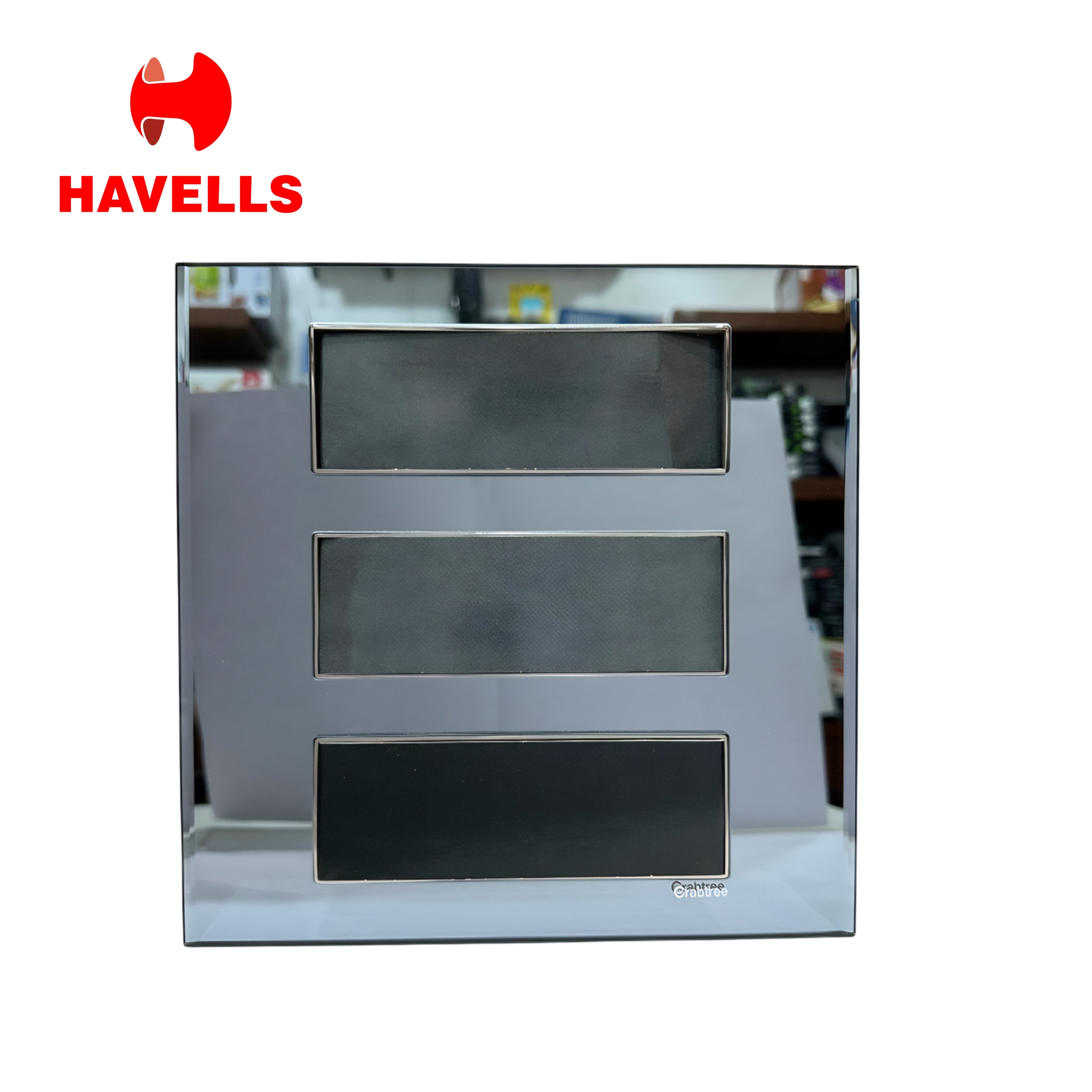 Havells Crabtree 18M Silver Glass Outer Plate | Premium Luxury Finish