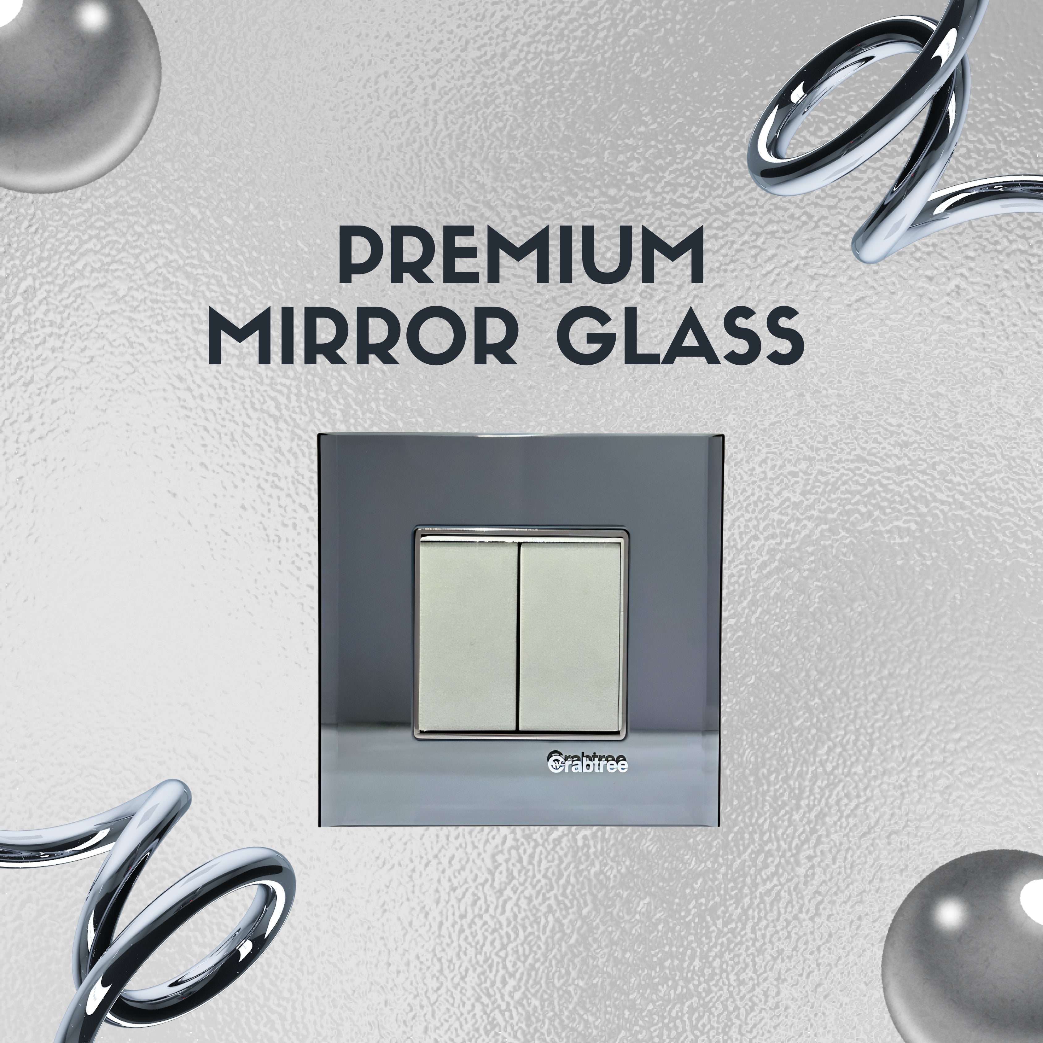 Havells Crabtree 6M Silver Glass Outer Plate | Premium Luxury Finish