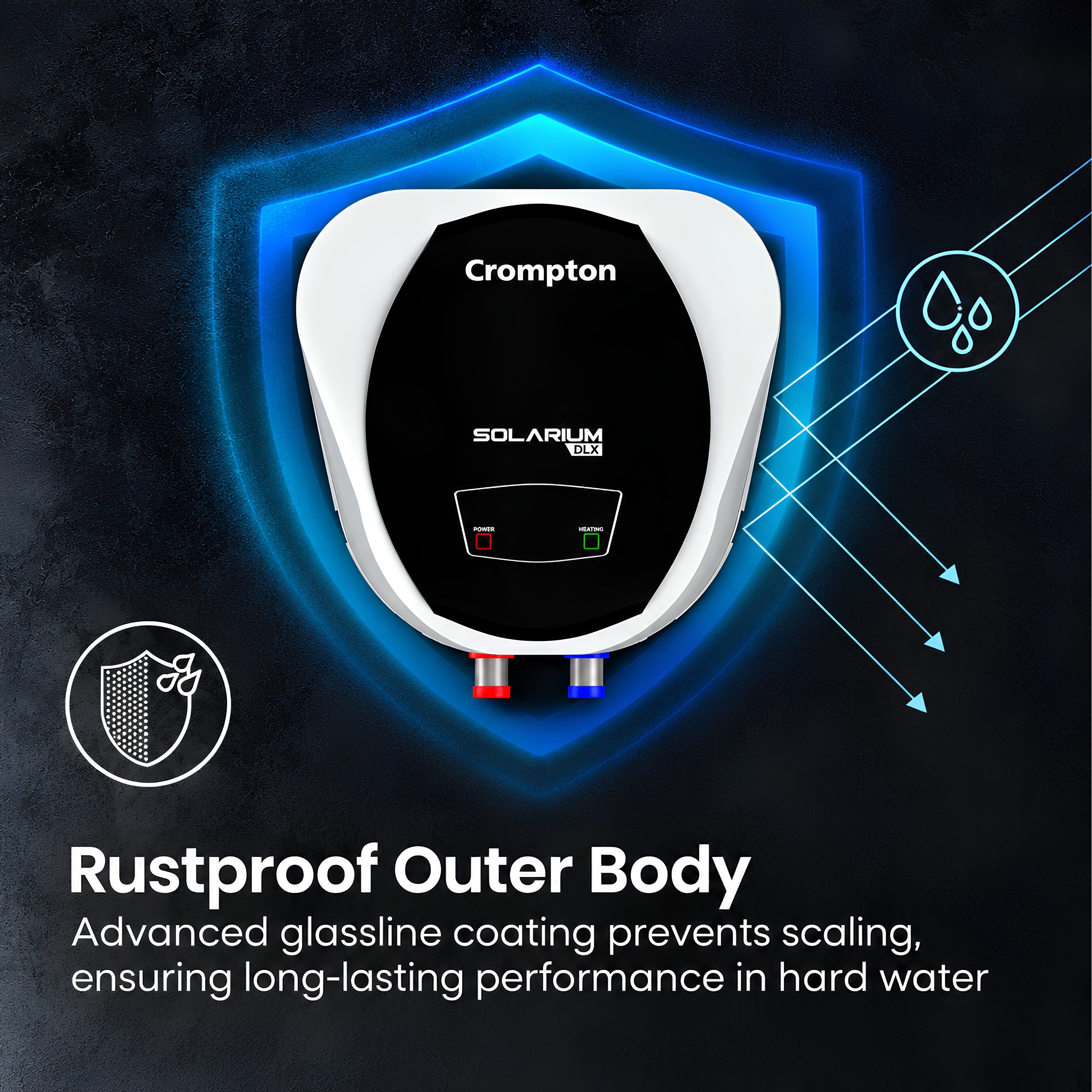 Crompton Solarium DLX 15L 5 Star Water Heater | 2000W Storage Geyser | Glassline Tank | 8 Bar Pressure | 3-Level Safety | 8-Year Tank Warranty | Free Pipe & Installation | White