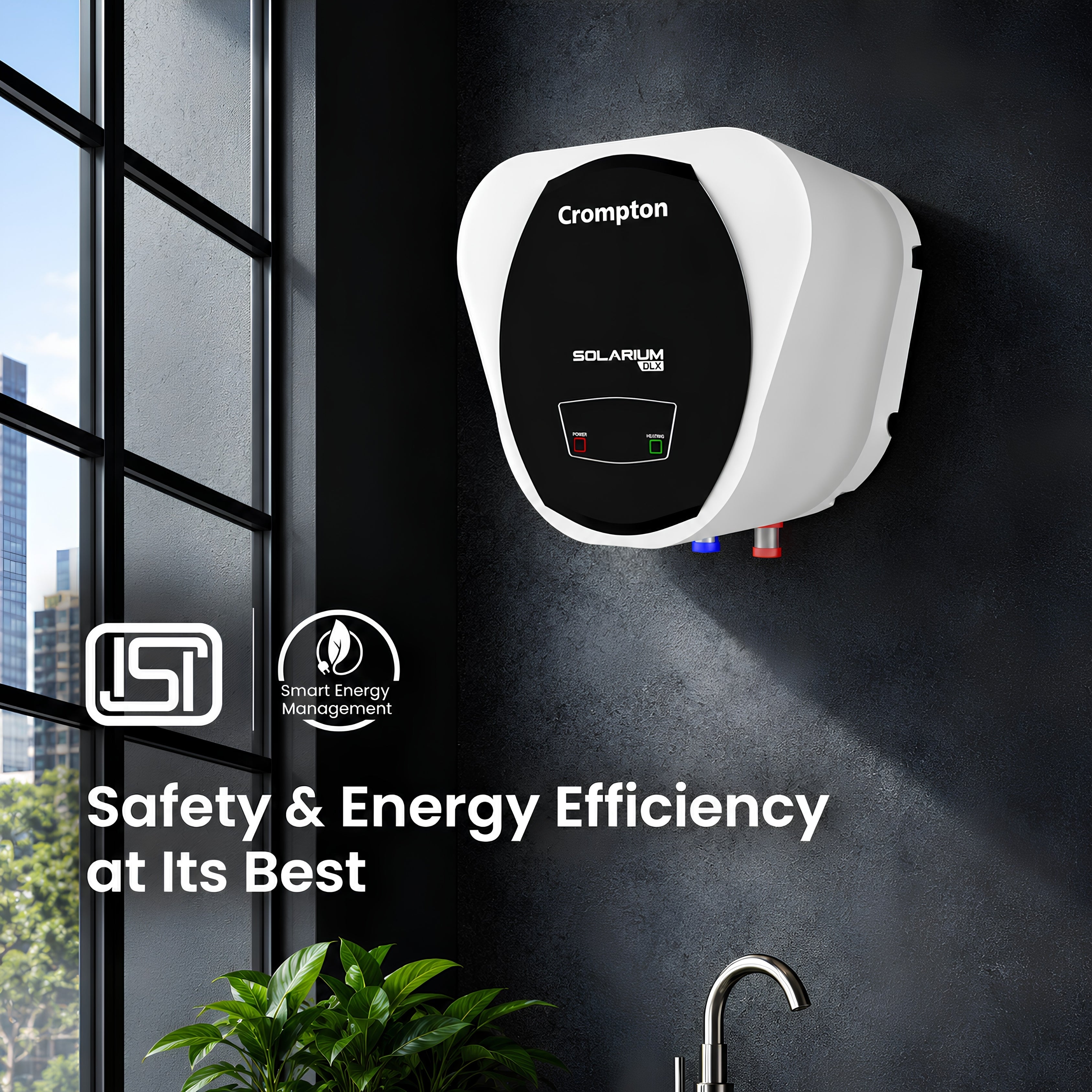 Crompton Solarium DLX 15L 5 Star Water Heater | 2000W Storage Geyser | Glassline Tank | 8 Bar Pressure | 3-Level Safety | 8-Year Tank Warranty | Free Pipe & Installation | White