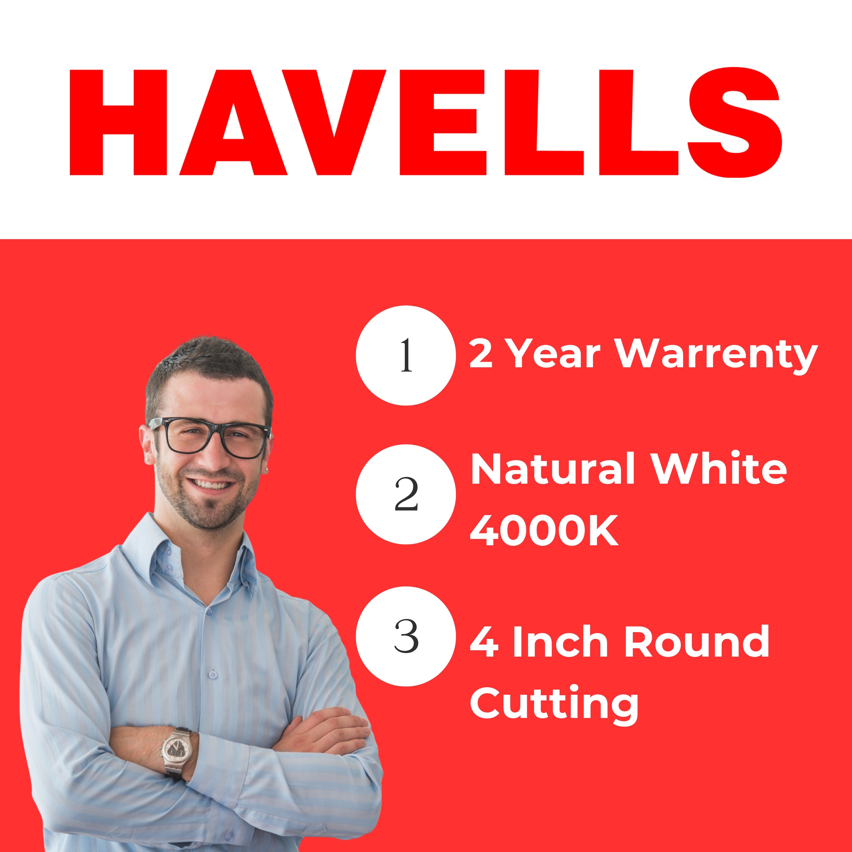 Havells 10W Trim LED Panel Light Round – Natural White 4000K