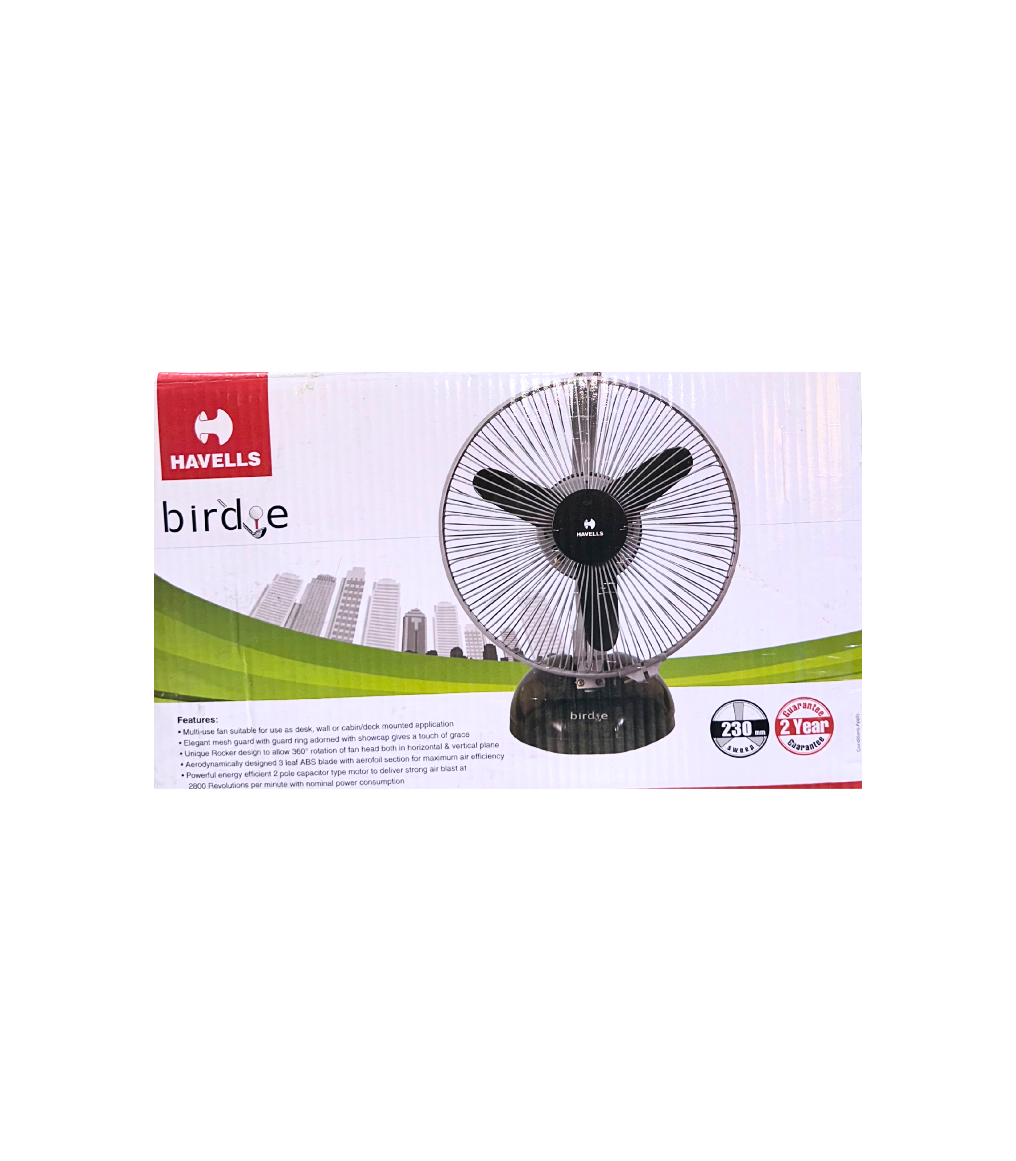 Havells Birdie 230mm (9") Personal Fan – Black & Grey