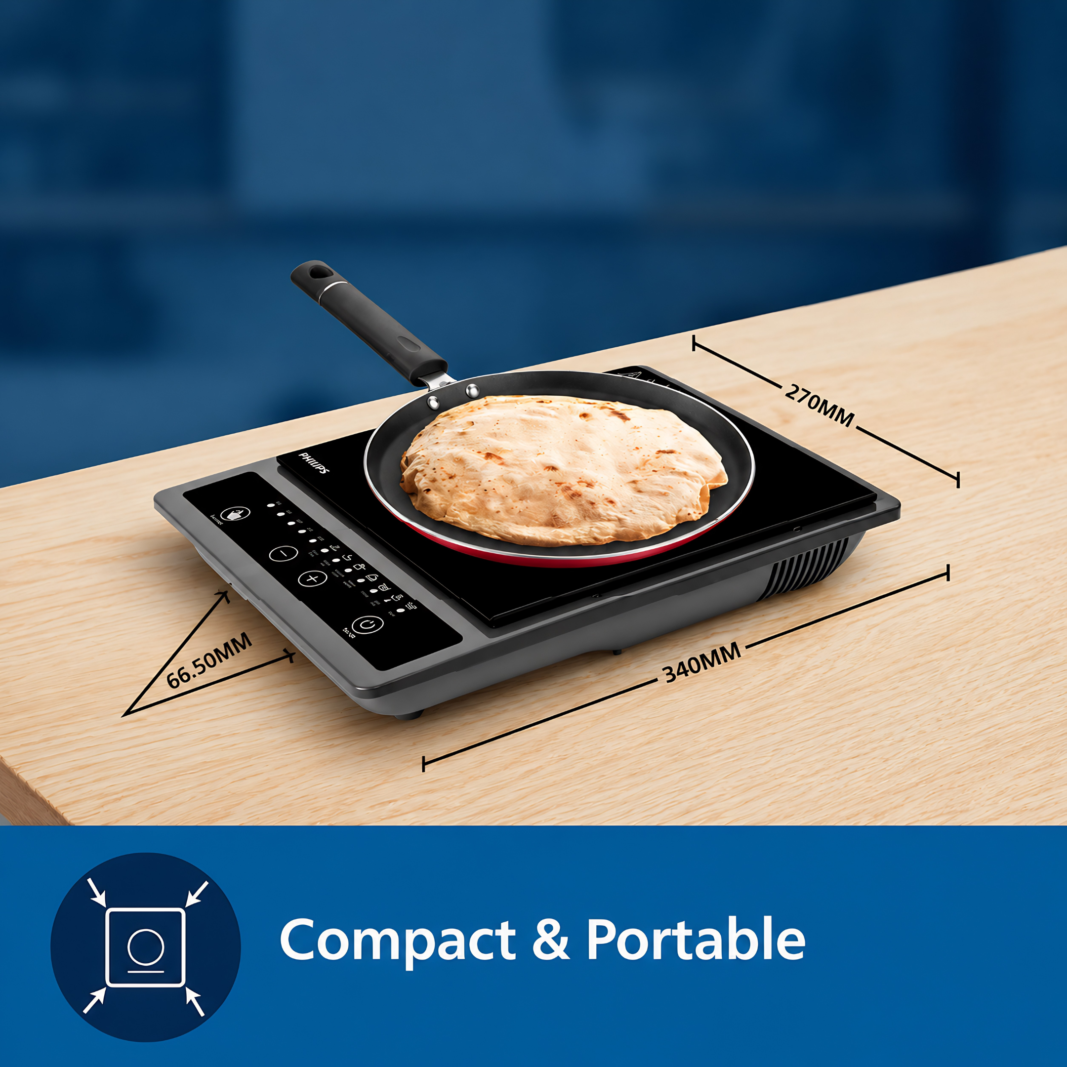 Philips HD4944/00 1500W Induction Cooktop | Ceramic Black Finish