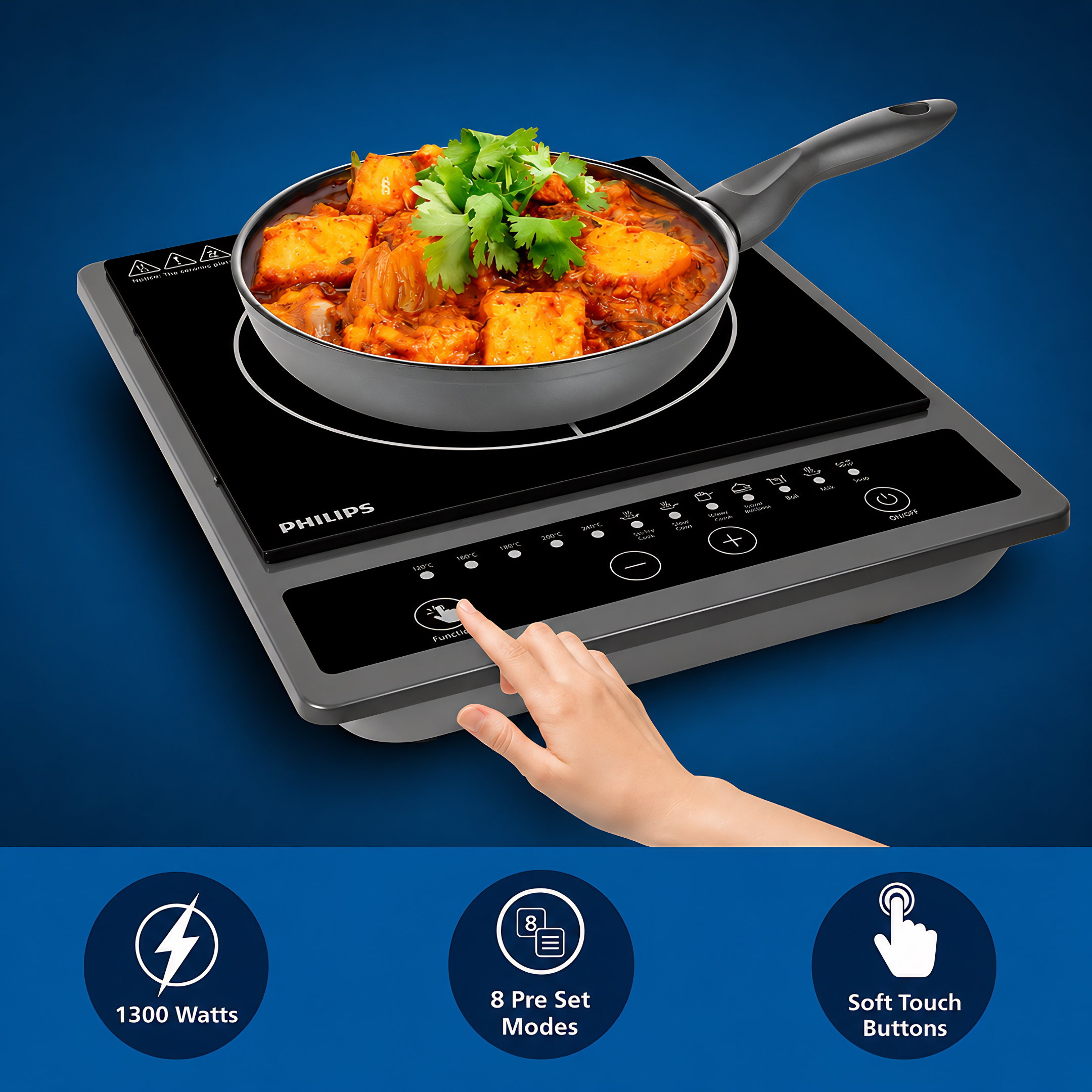 Philips HD4944/00 1500W Induction Cooktop | Ceramic Black Finish