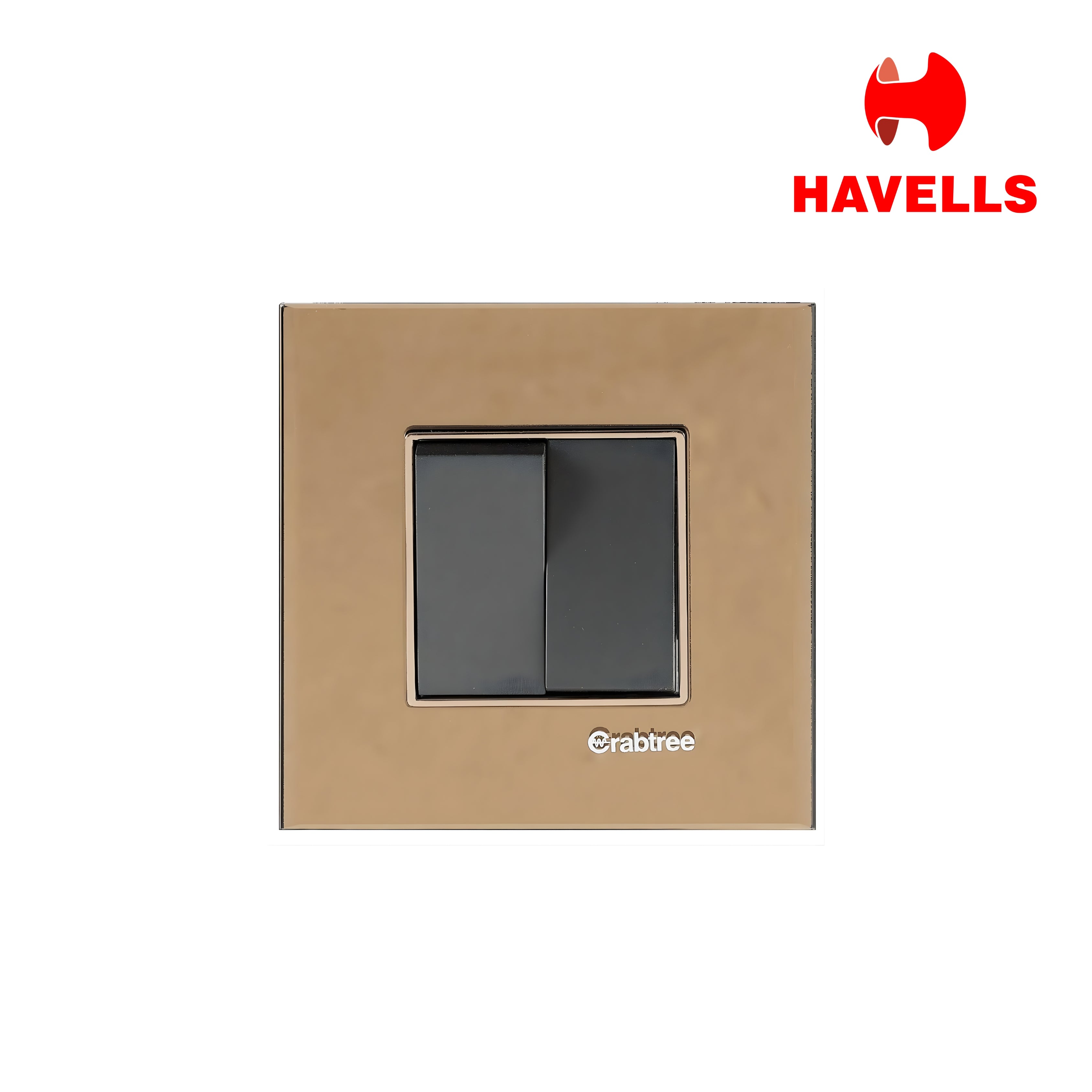 Havells Crabtree 2M Copper Mirror Glass Outer Plate | Luxury Finish