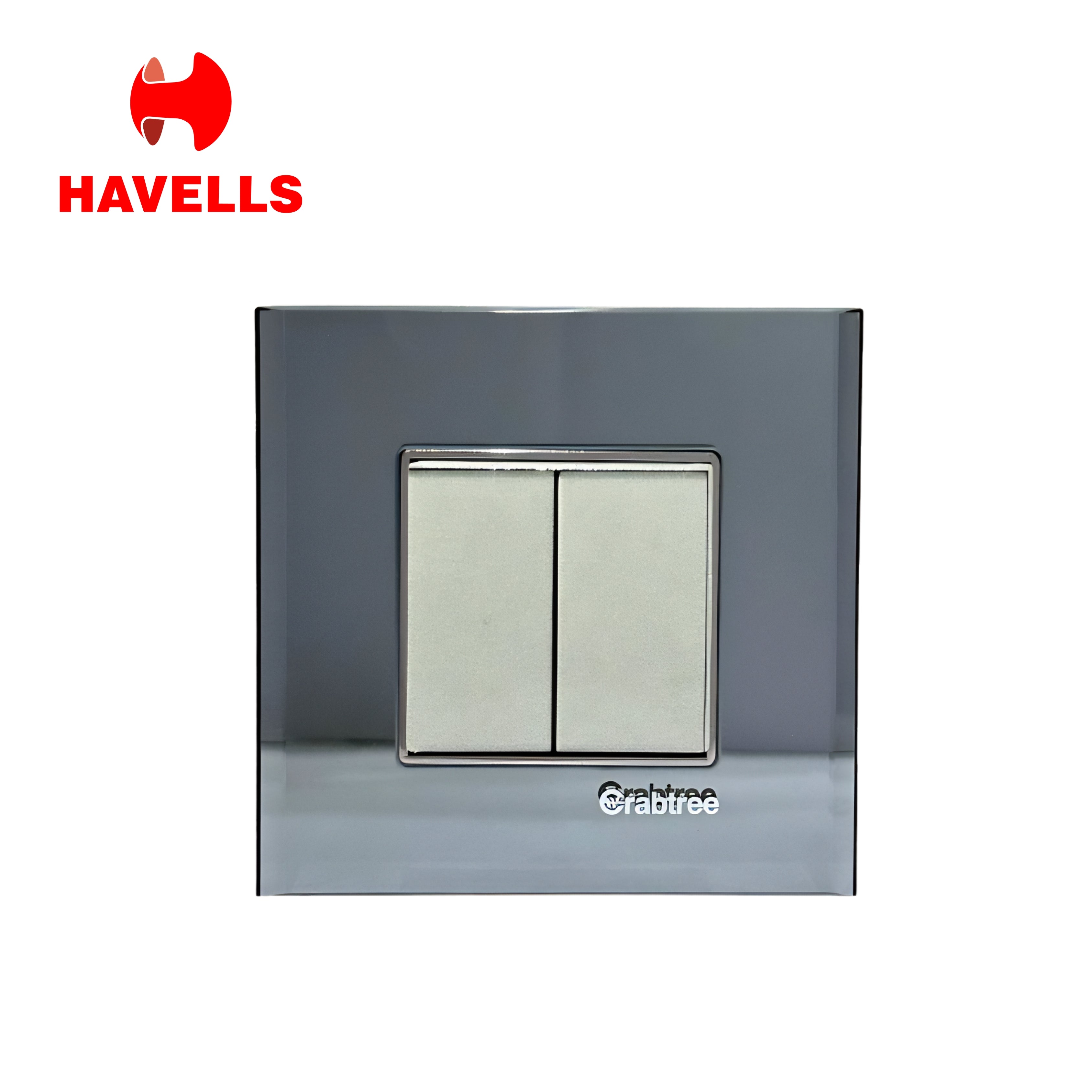 Havells Crabtree 2M Silver Glass Outer Plate | Premium Luxury Finish