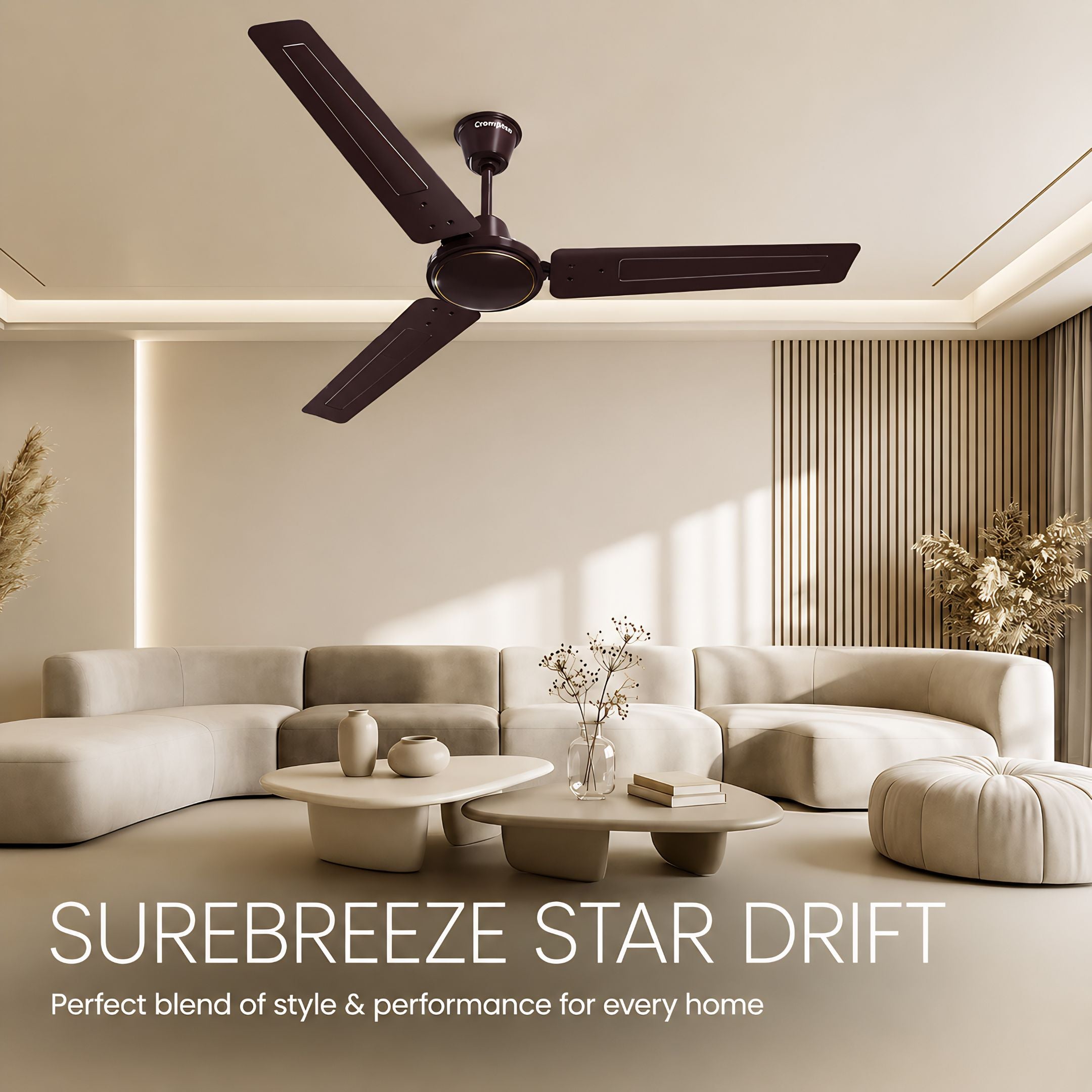 Crompton Surebreeze Starbriz Ceiling Fan 1200mm Brown | High Air Delivery | 2 Year Warranty