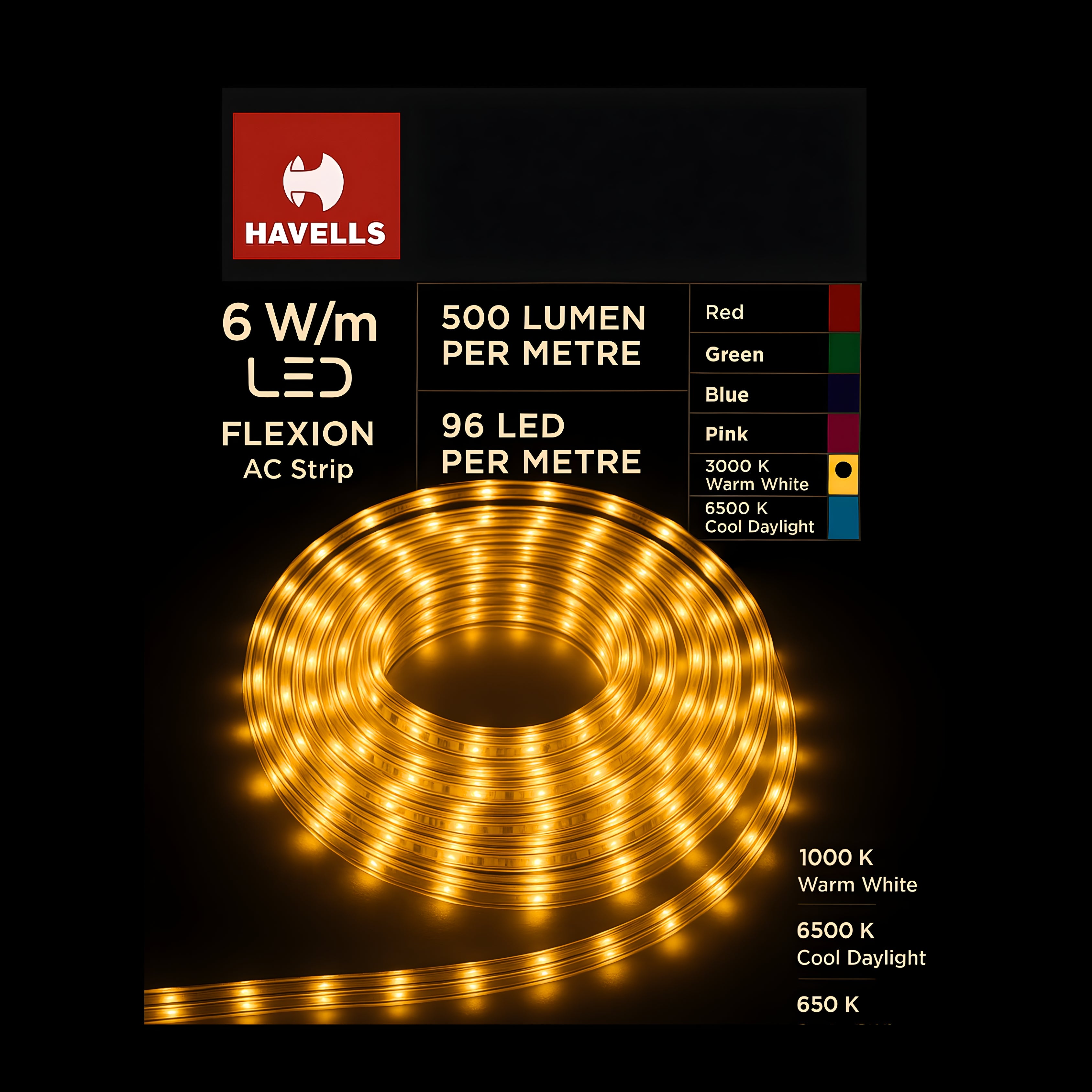 Havells Flexion Pro 96 LED AC Rope Light – High Bright Decorative Strip