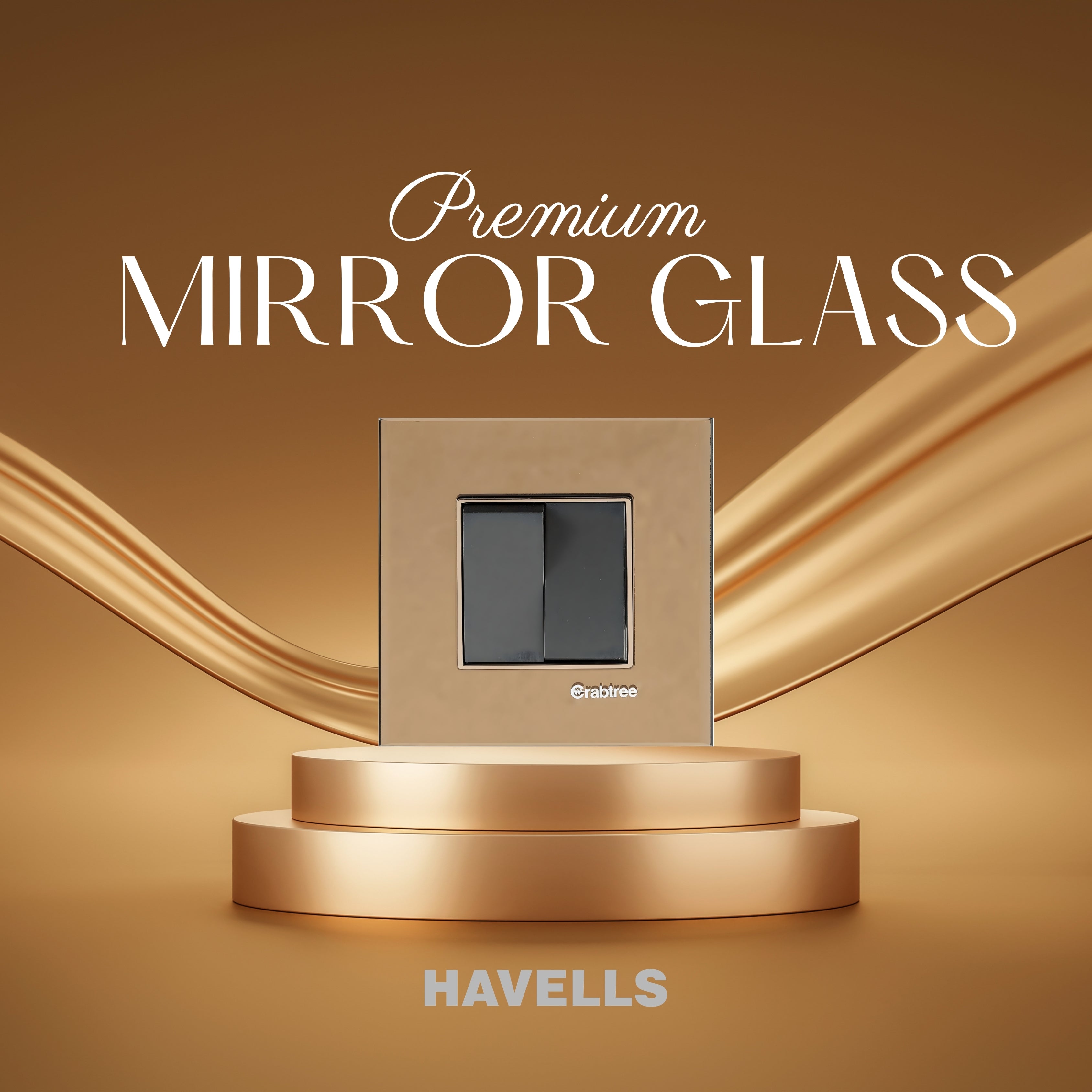 Havells Crabtree 3M Copper Mirror Glass Outer Plate | Luxury Finish