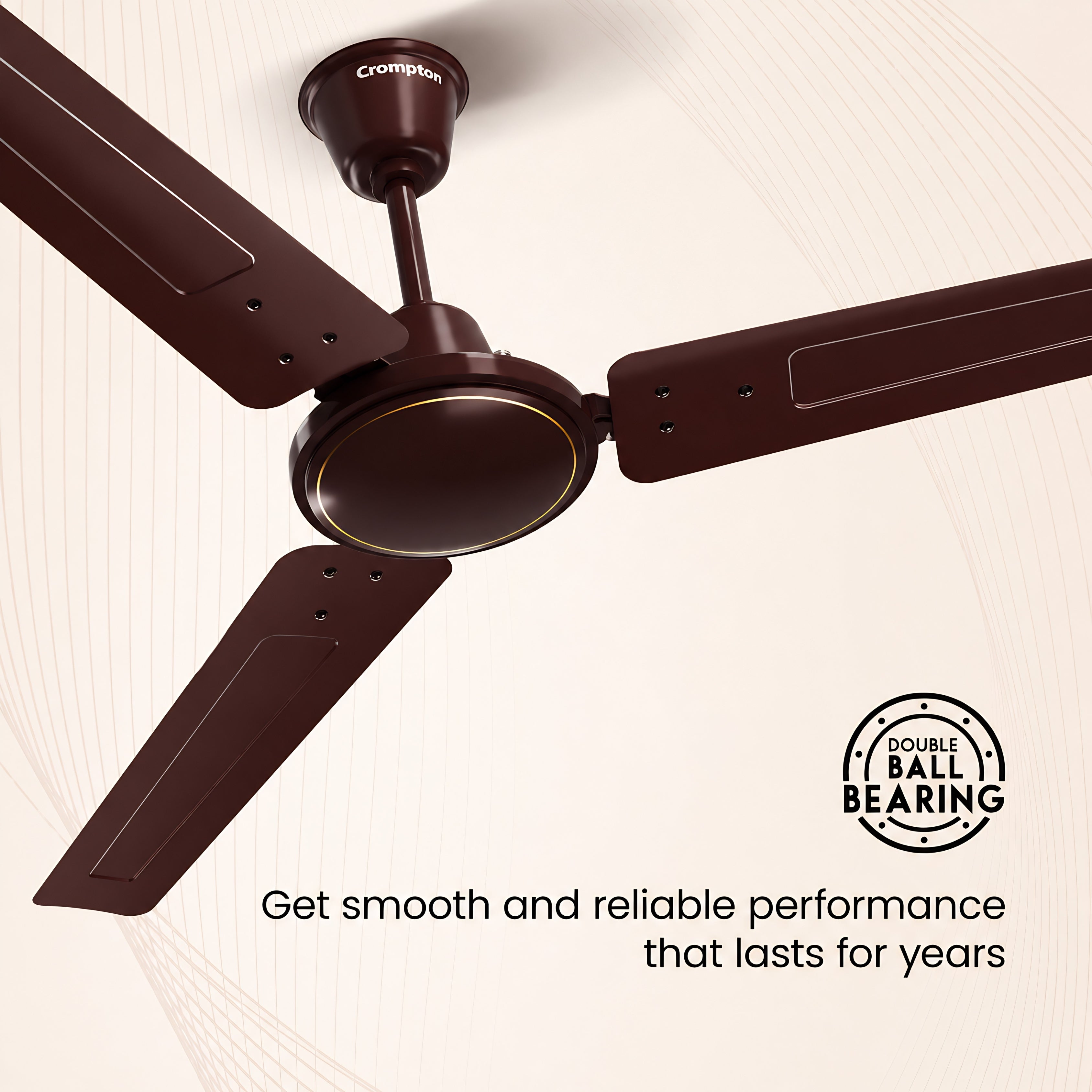 Crompton Surebreeze Starbriz 1200mm Ceiling Fan Brown | 390 RPM | 210 CMM Air Delivery | 53W Power | 3 Blades | 2 Year Warranty