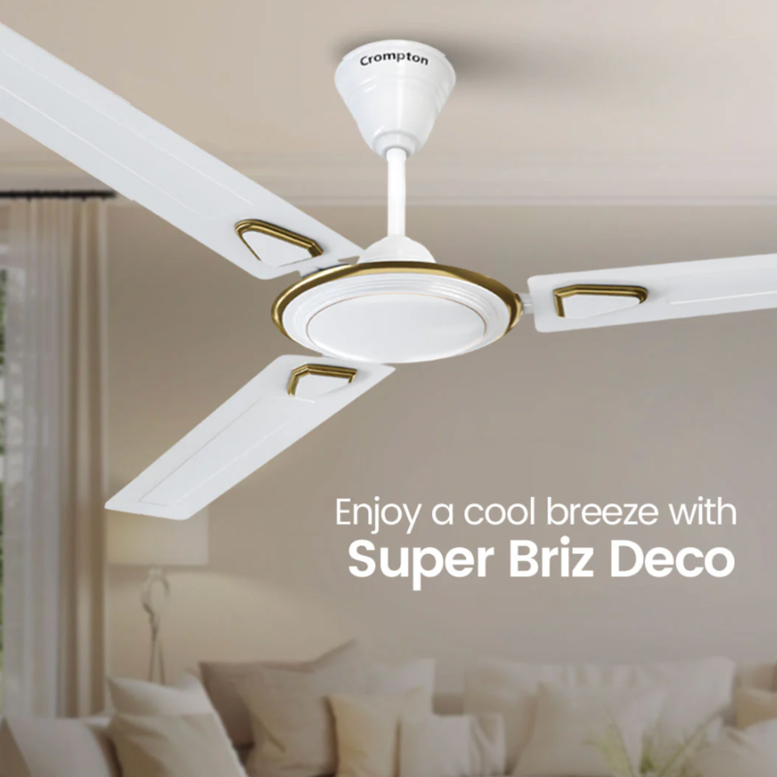 Crompton Super Briz Deco 1200mm Ceiling Fan White