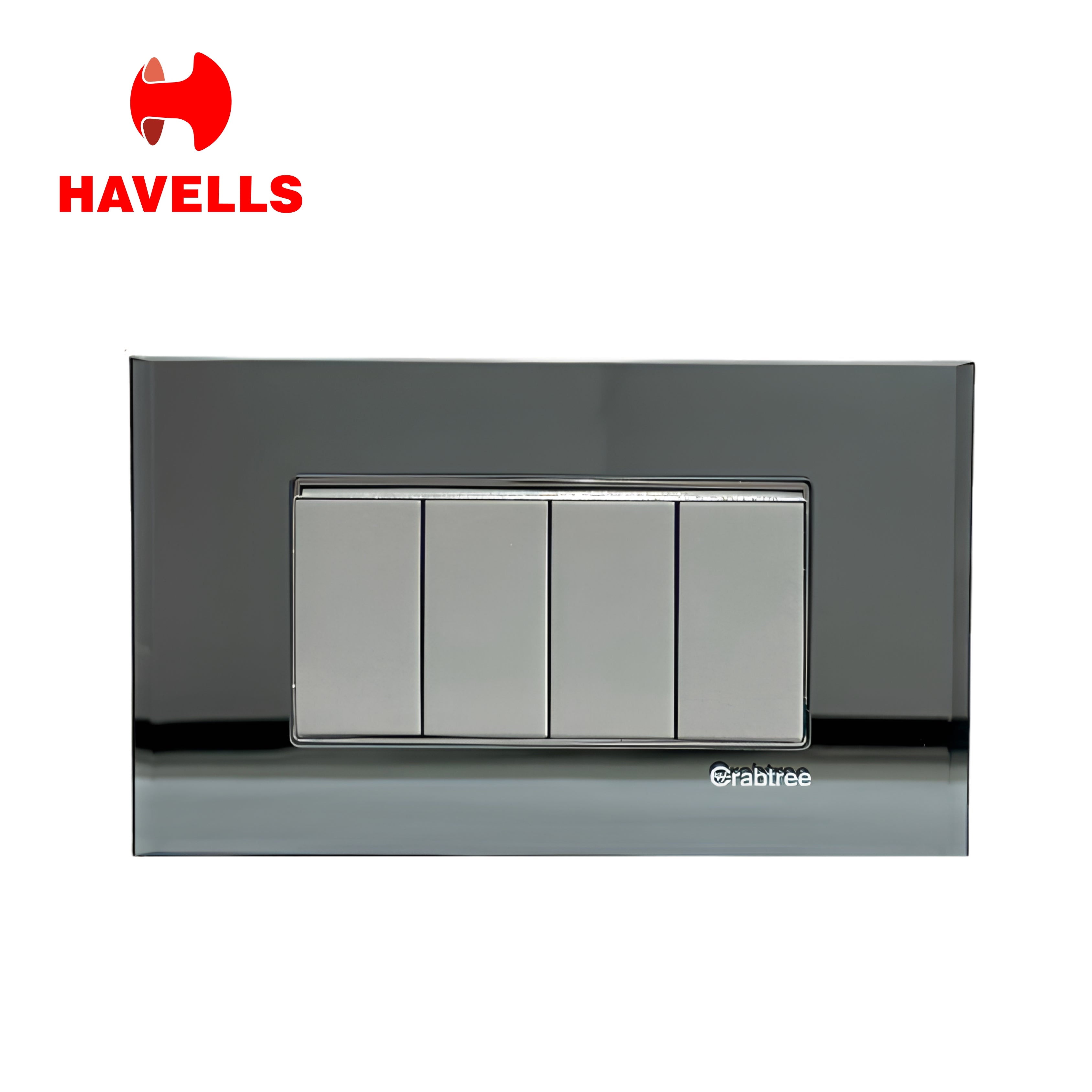 Havells Crabtree 4M Silver Glass Outer Plate | Premium Luxury Finish