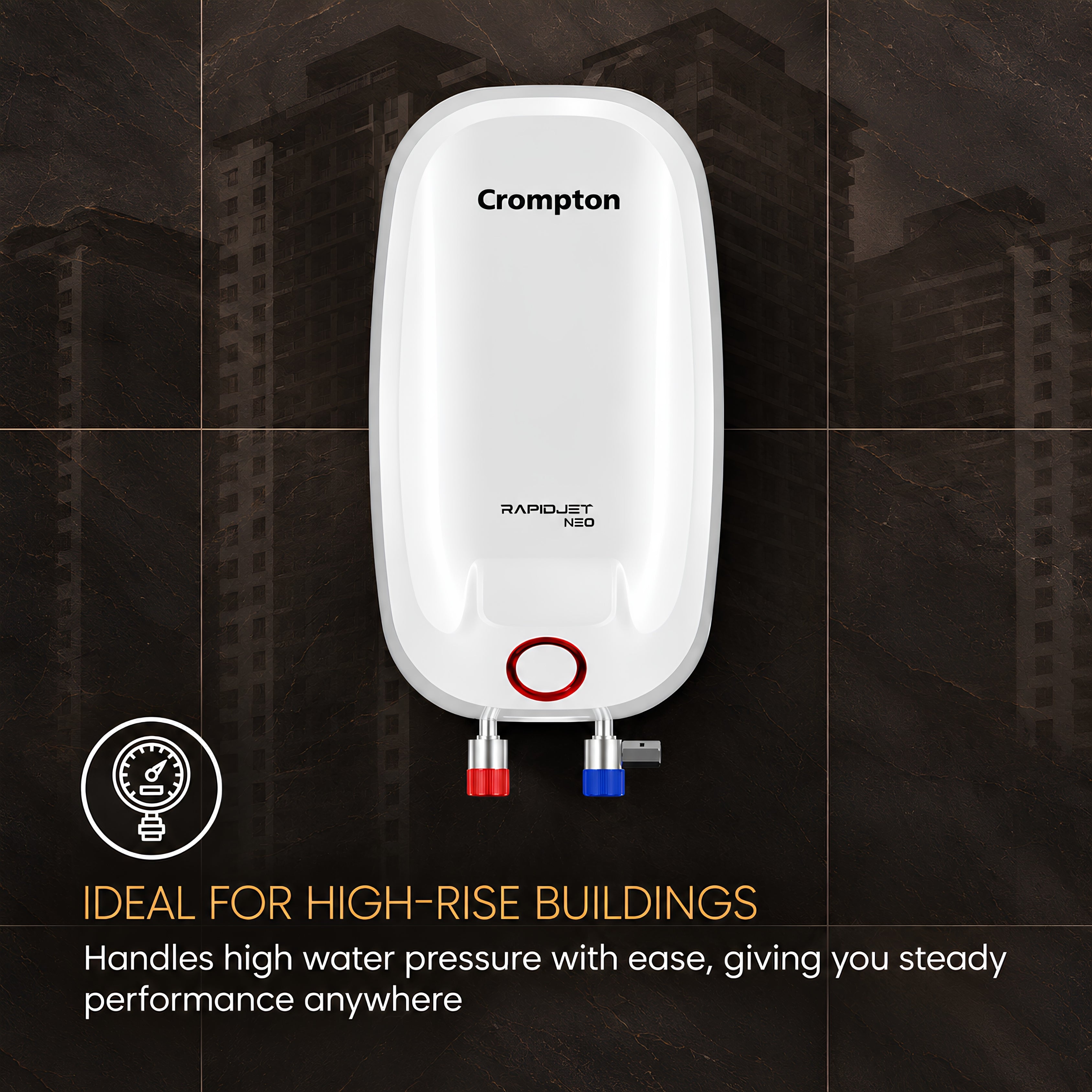 Crompton Rapid Jet Neo 3L Instant Water Heater | Free Pipes | 5 Year Tank Warranty