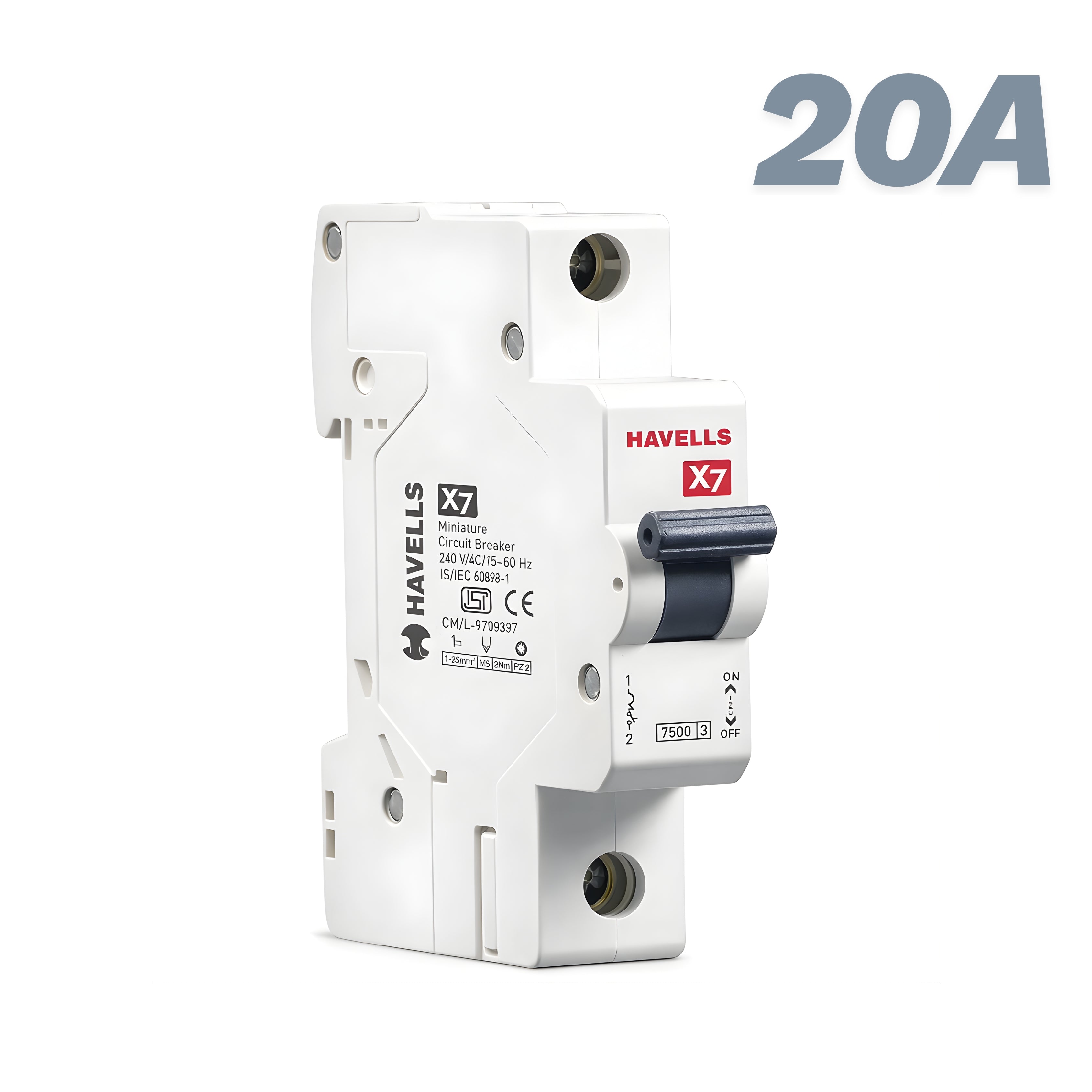 Havells X7 MCB Single Pole 20A DHMYCSPM020