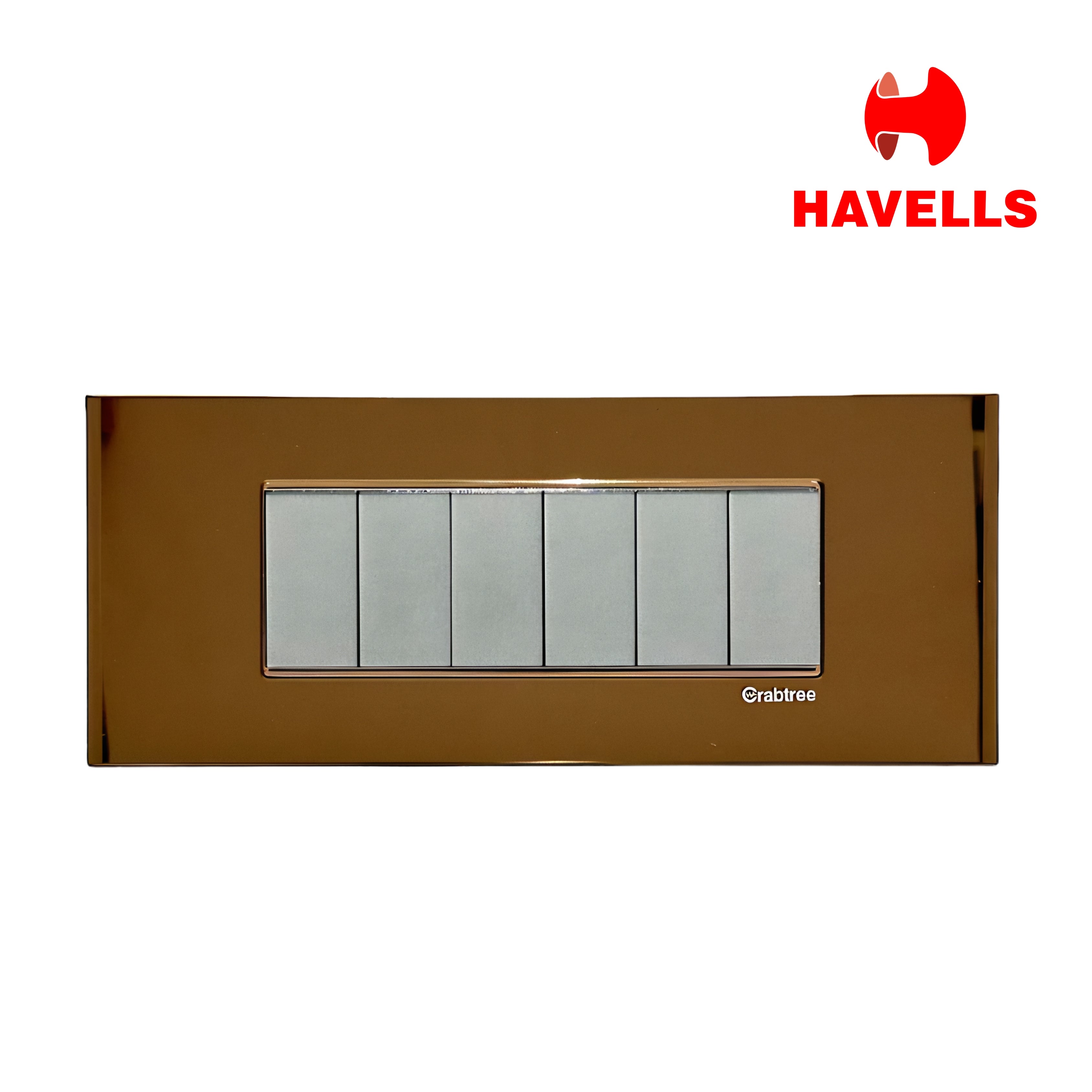Havells Crabtree 6M Copper Mirror Glass Outer Plate | Luxury Finish