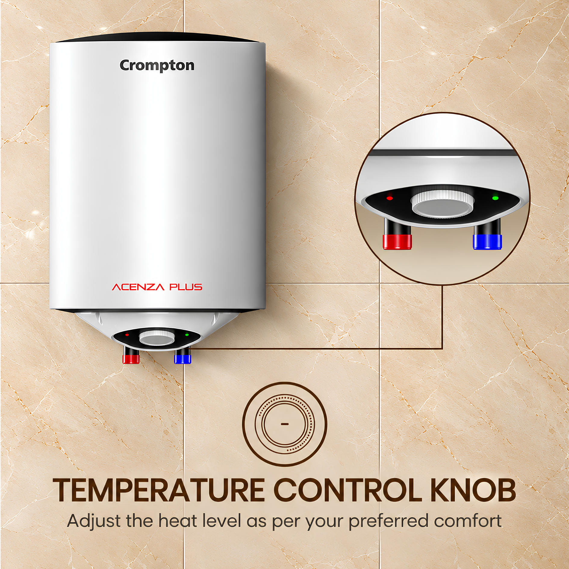 Crompton Acenza Plus 15 L Storage Water Heater (Geyser) | Superior Glassline Coating | 8 Bar Pressure | 7-Year Tank Warranty | 2000W