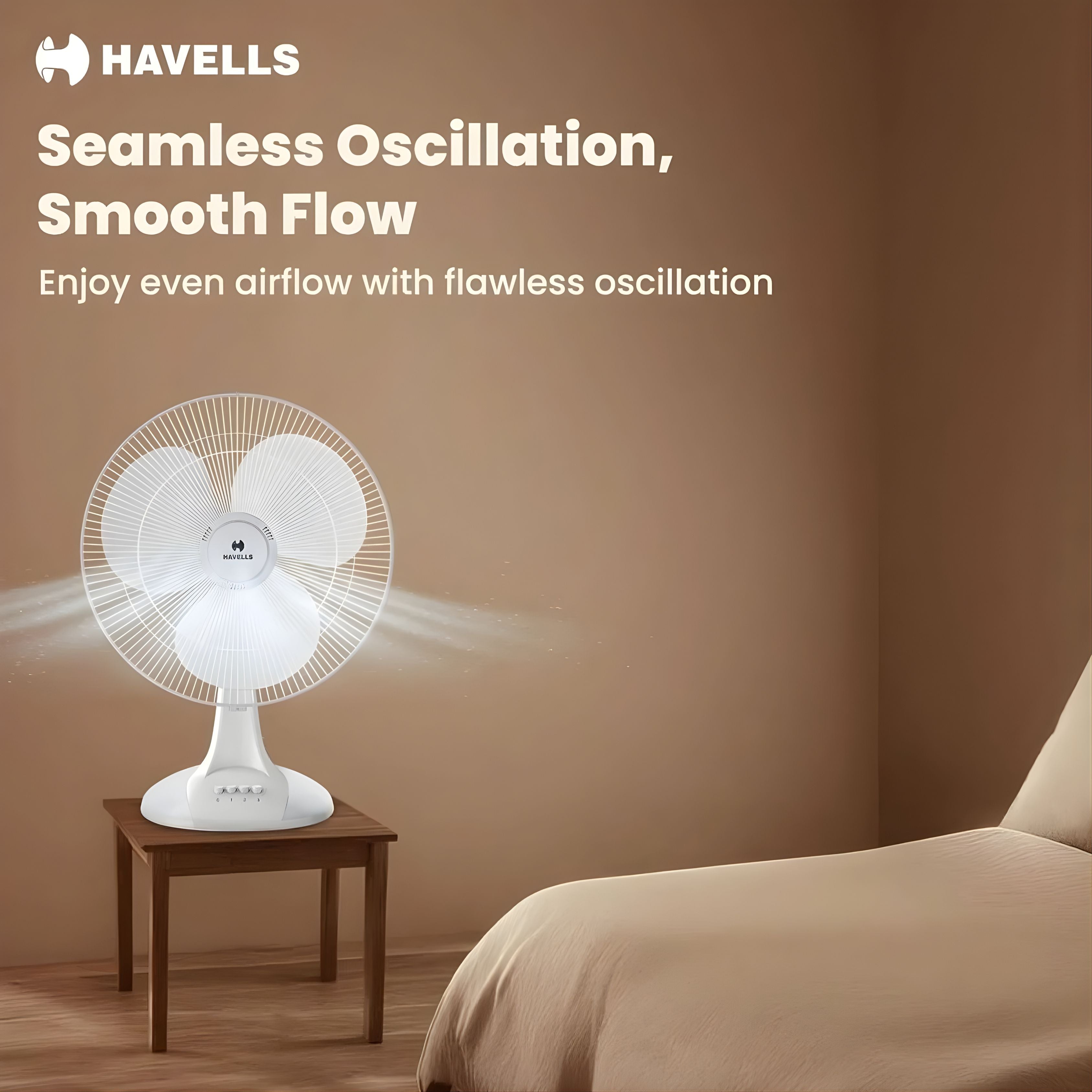 Havells Sameera 16 Inch High Speed Table Fan 400mm Powerful Air Delivery – White