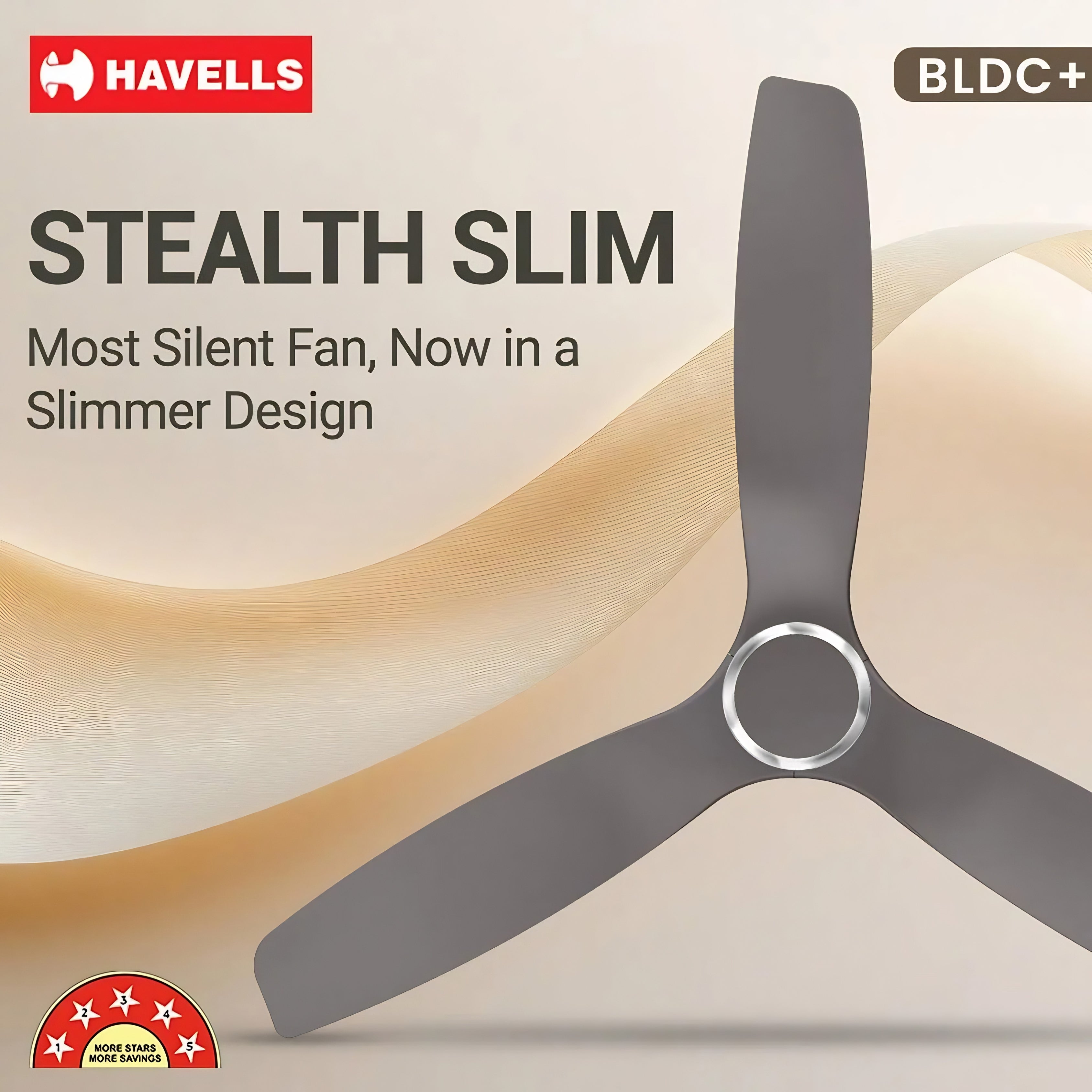 Stealth Slim BLDC 1200mm Ceiling Fan (Stone Grey) | 50% Energy Saving | BLDC Motor