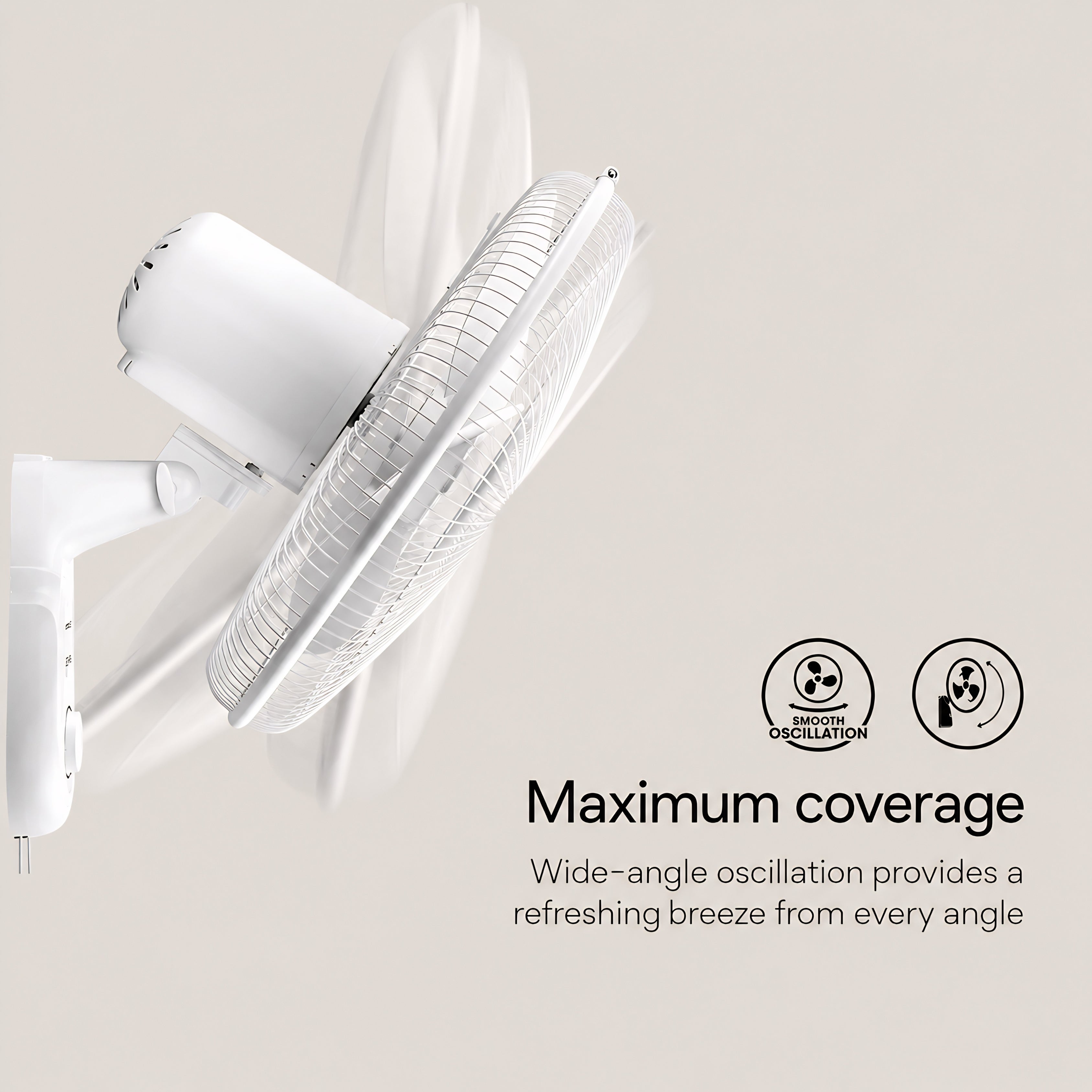 Crompton Hiflo 400mm Wall Mounted Fan White | 1350 RPM | 75 CMM Air Delivery | 50W Power | 3 Blades | 2 Year Warranty