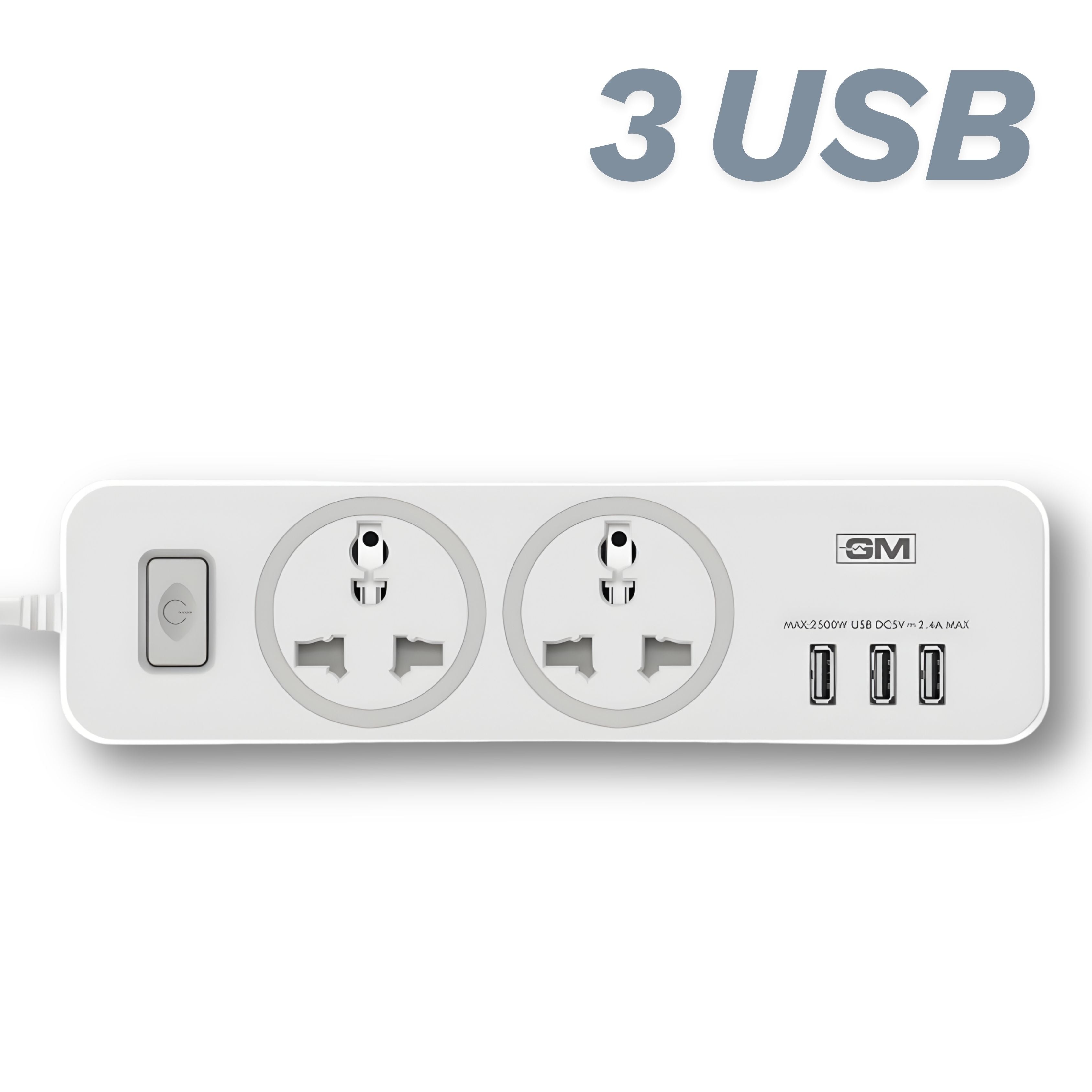 GM Cuba 2-Way Power Extension with 3 USB Ports