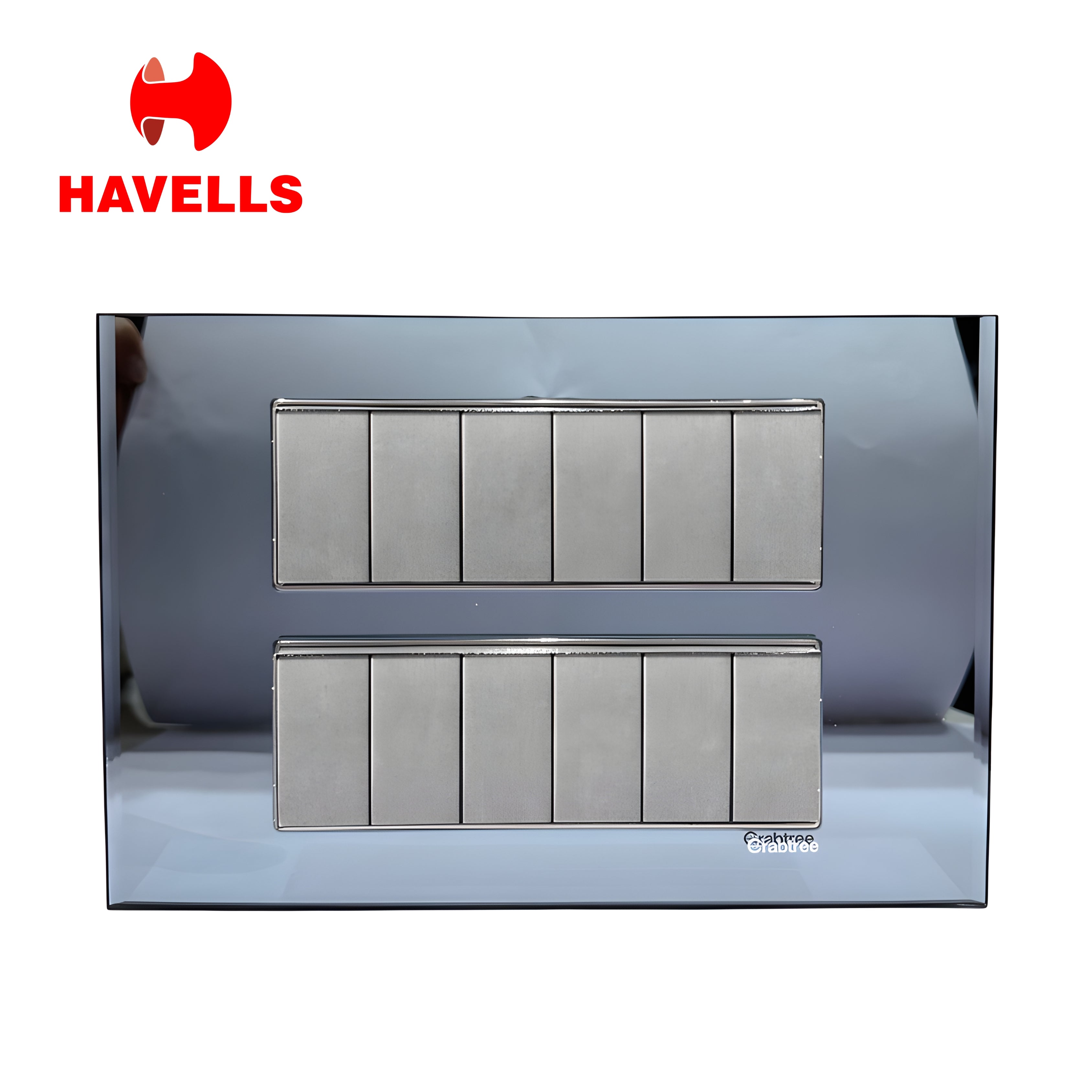 Havells Crabtree 12M Silver Glass Outer Plate | Premium Luxury Finish