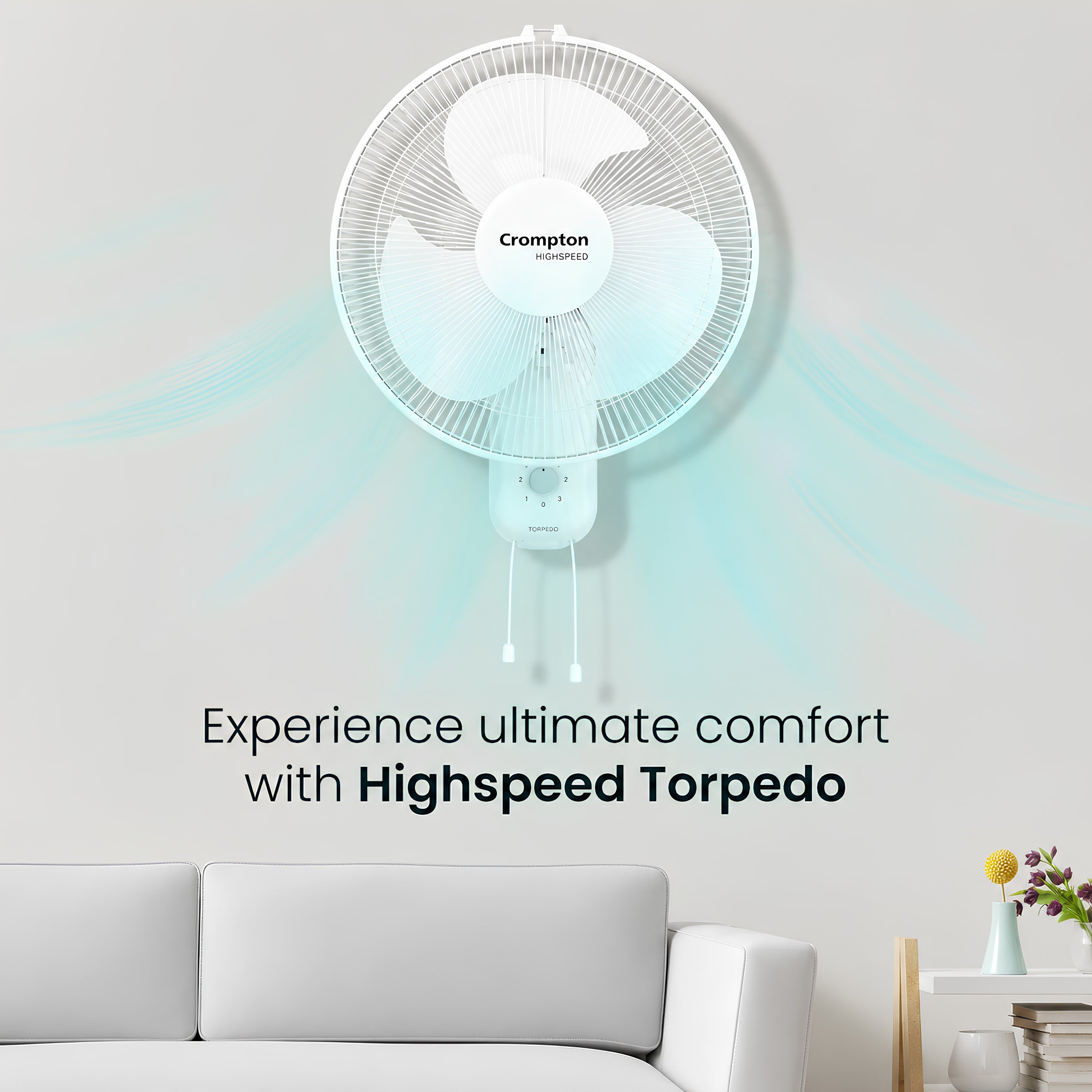 Crompton High speed Torpedo 400mm Wall Fan | 2100 RPM | 2 Year Warranty