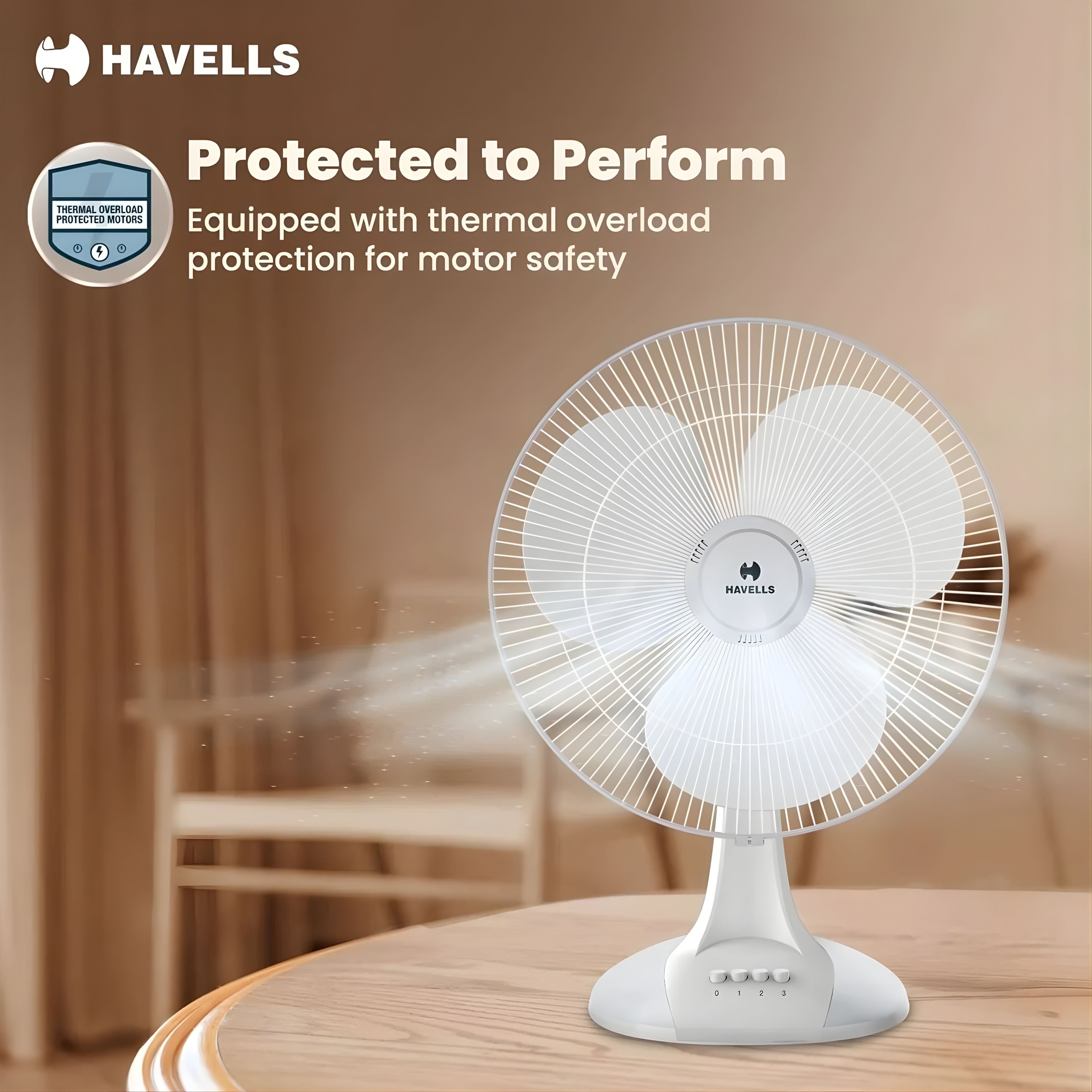 Havells Sameera 16 Inch High Speed Table Fan 400mm Powerful Air Delivery – White