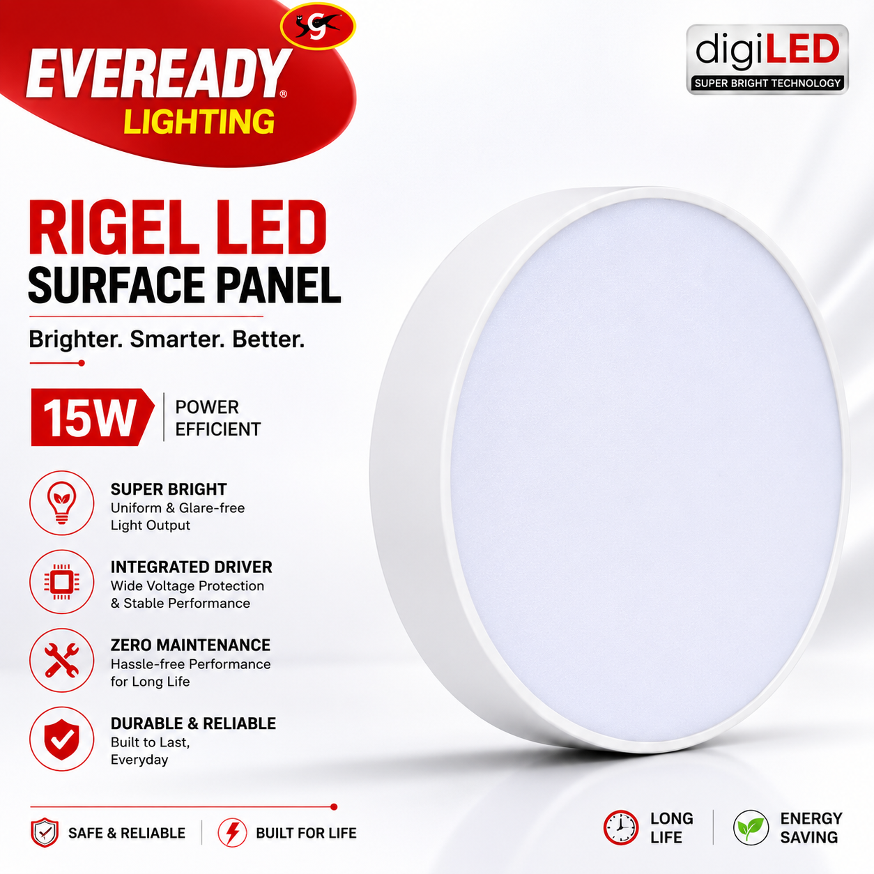 Eveready Rigel LED Surface panel Round 15W cool day light (white)