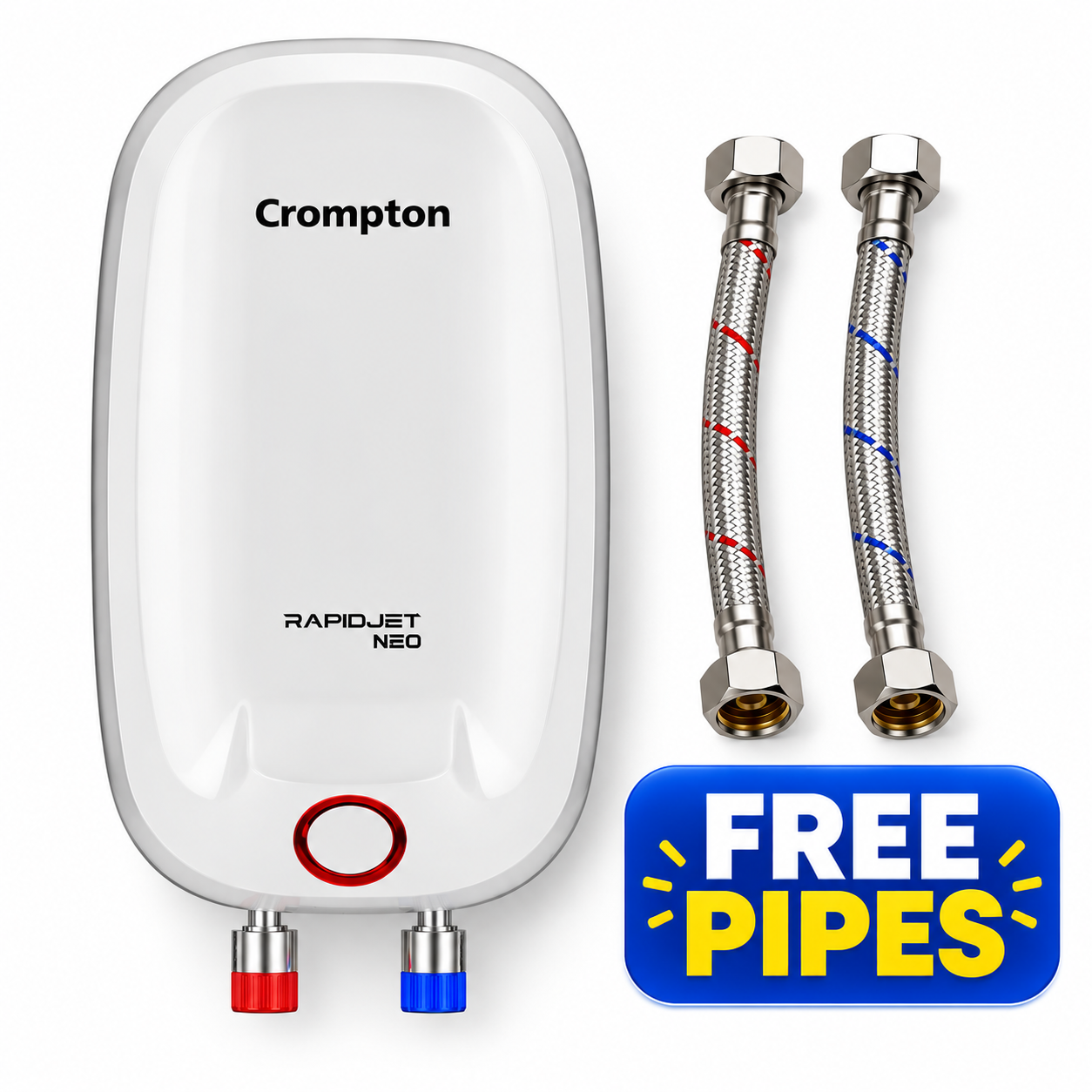 Crompton Rapid Jet Neo 3L Instant Water Heater | Free Pipes | 5 Year Tank Warranty