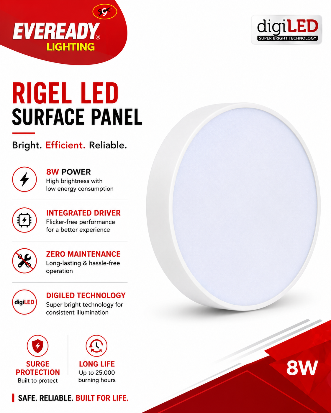 Eveready Rigel LED Surface panel Round 8W cool day light (white)