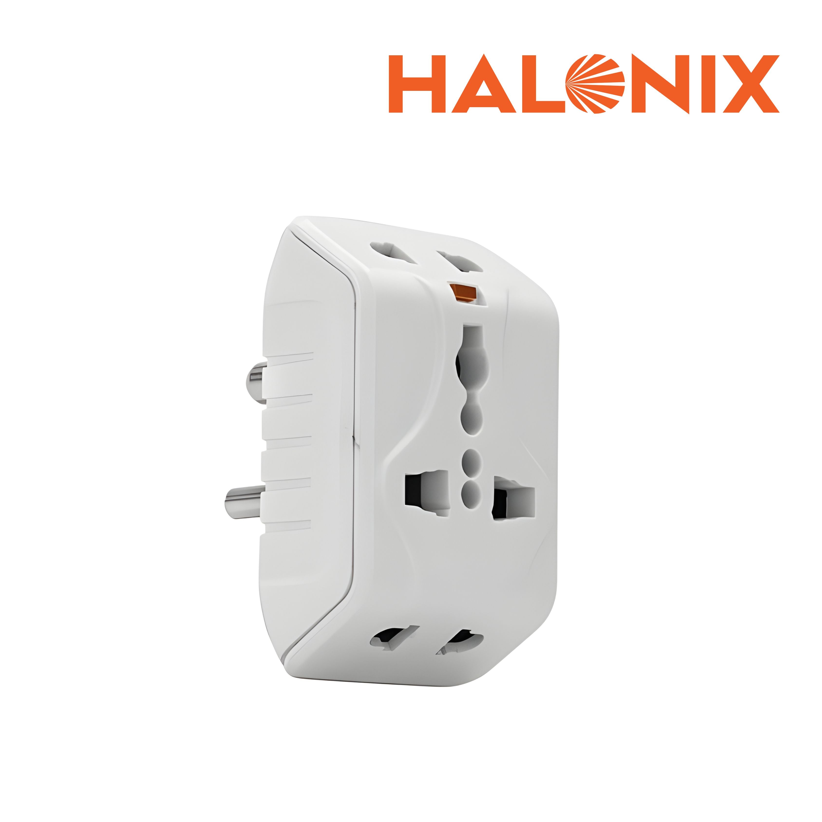 Halonix Xtend Mini Multiplug – 6A Universal 3-Pin Adapter | Compact Design