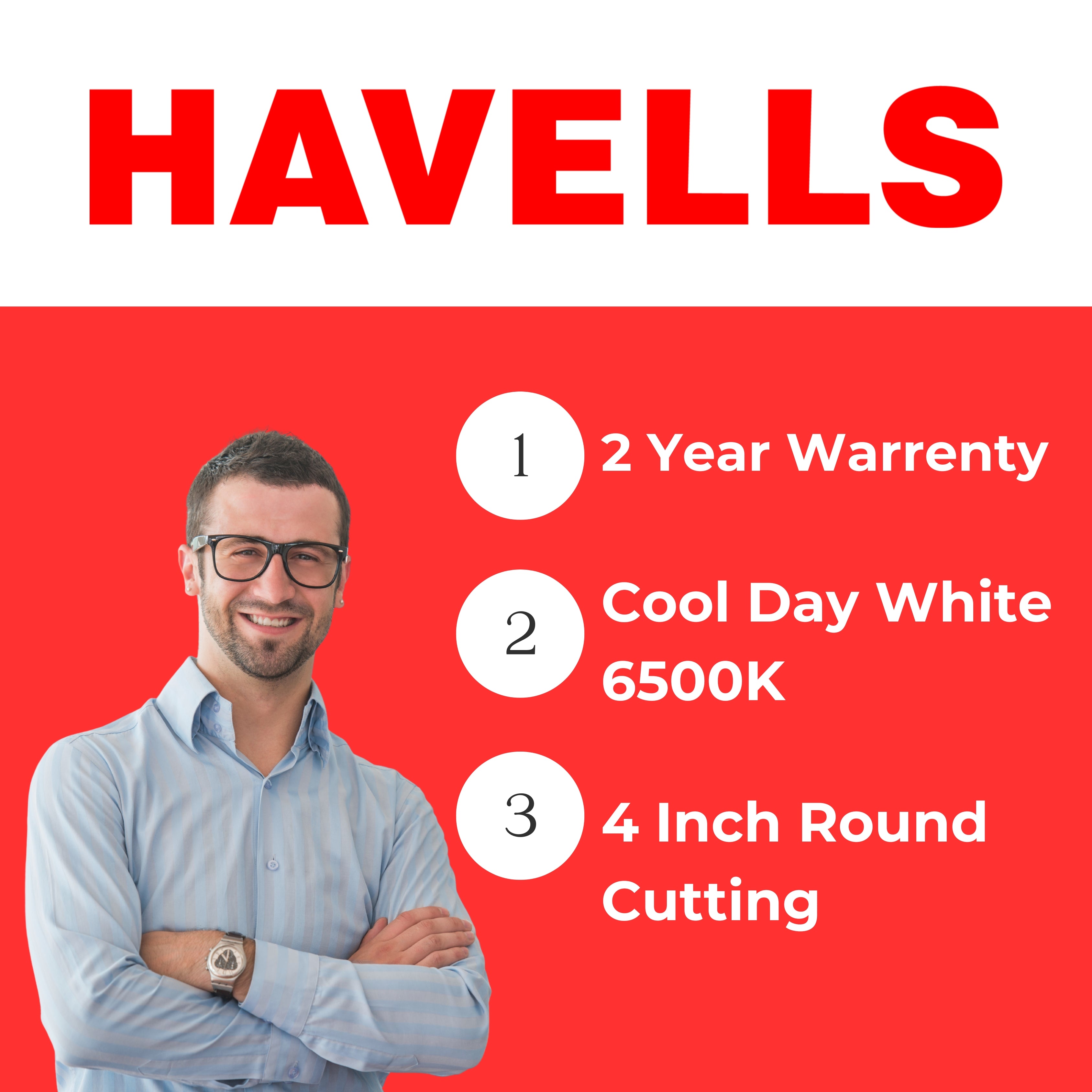 Havells 10W Trim LED Panel Light Round – Cool Day White 6500K