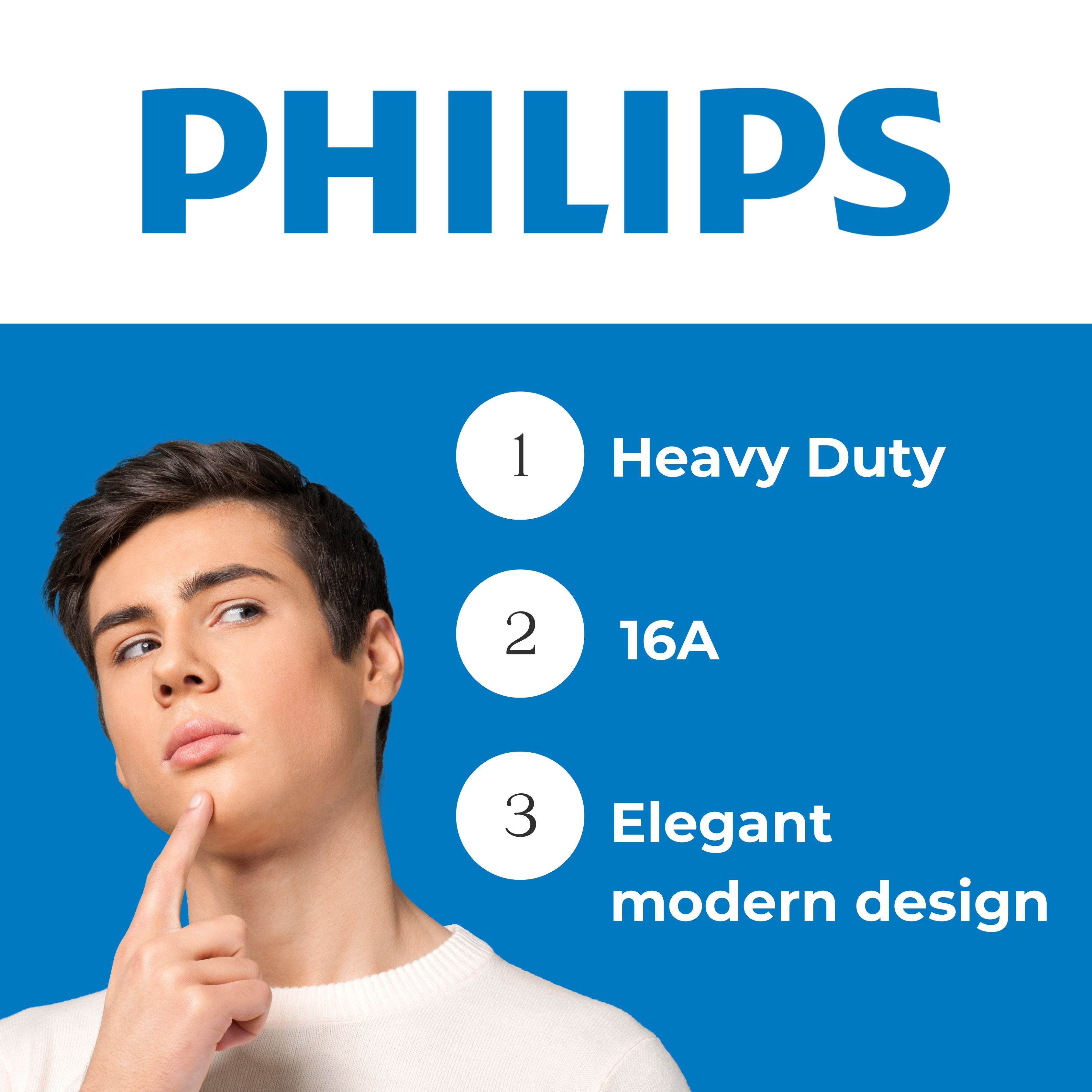 Philips 16A 3-Pin Plug Top – Heavy Duty Power Plug White